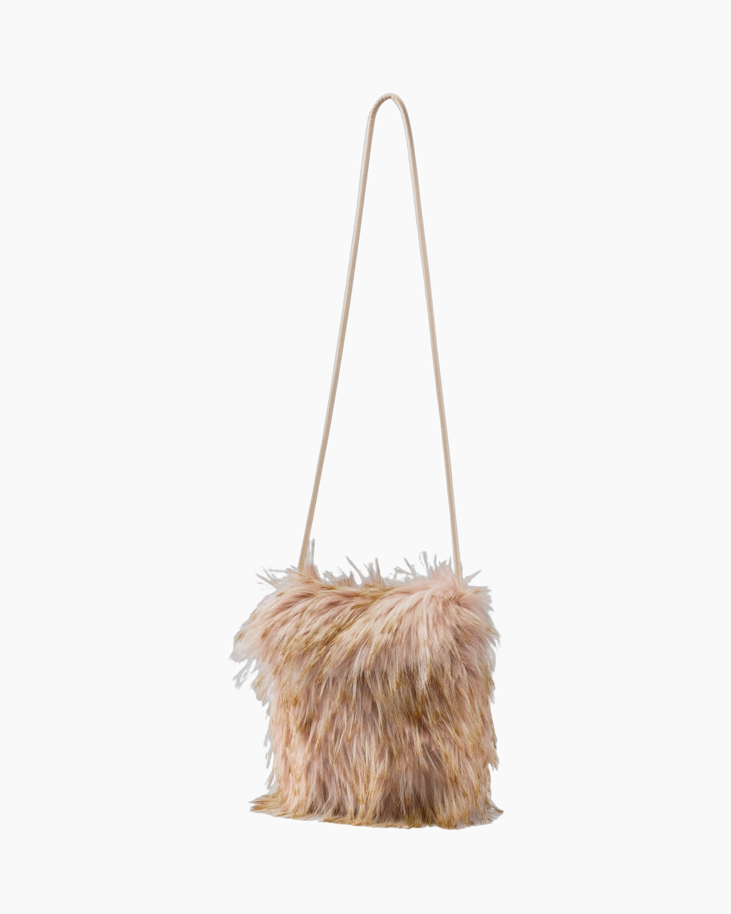 tas schap met valse vacht, roze vacht, schoudertas, riemtas, zachte textuur