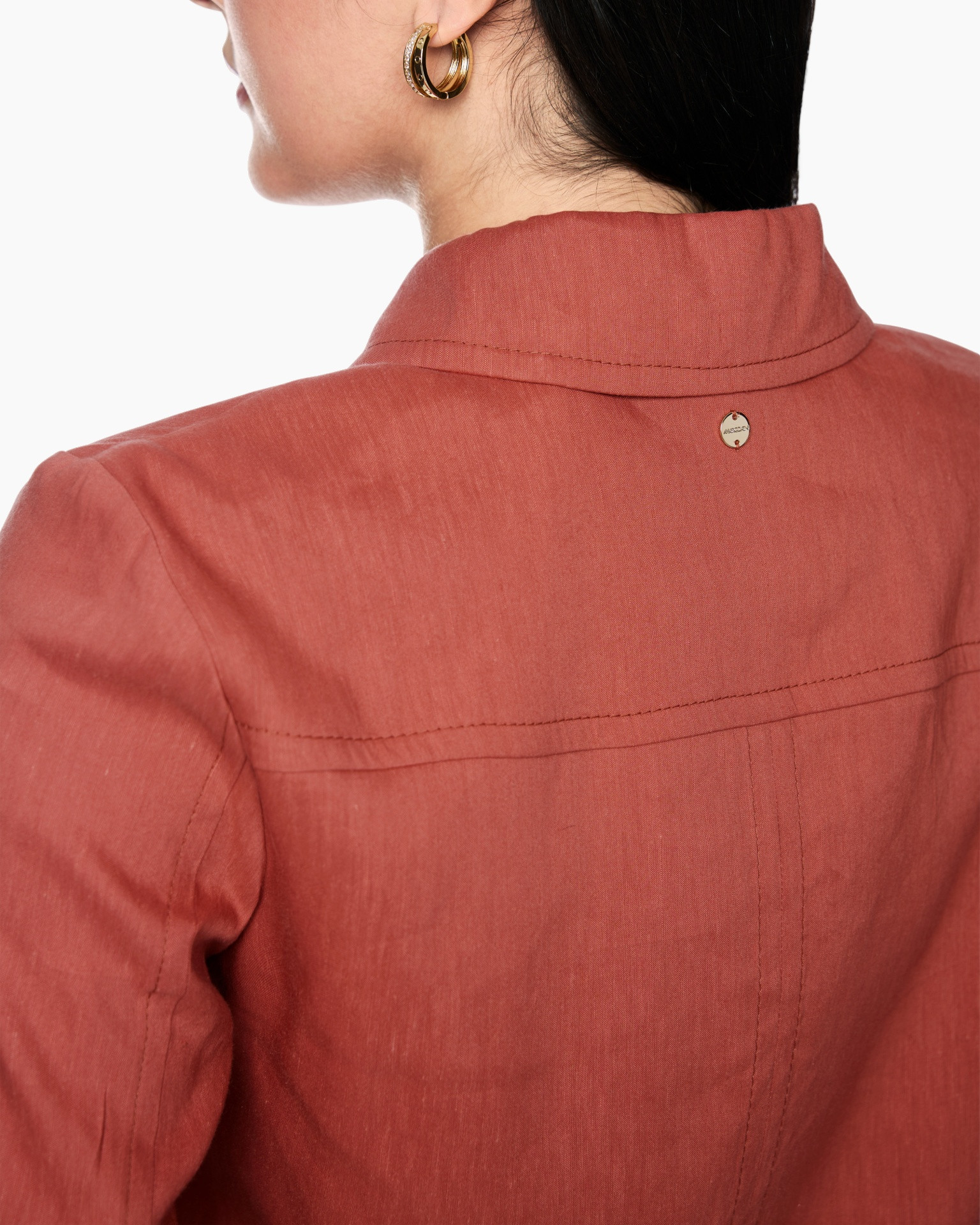 shirt, kraag, achterkant, oranje, knoop