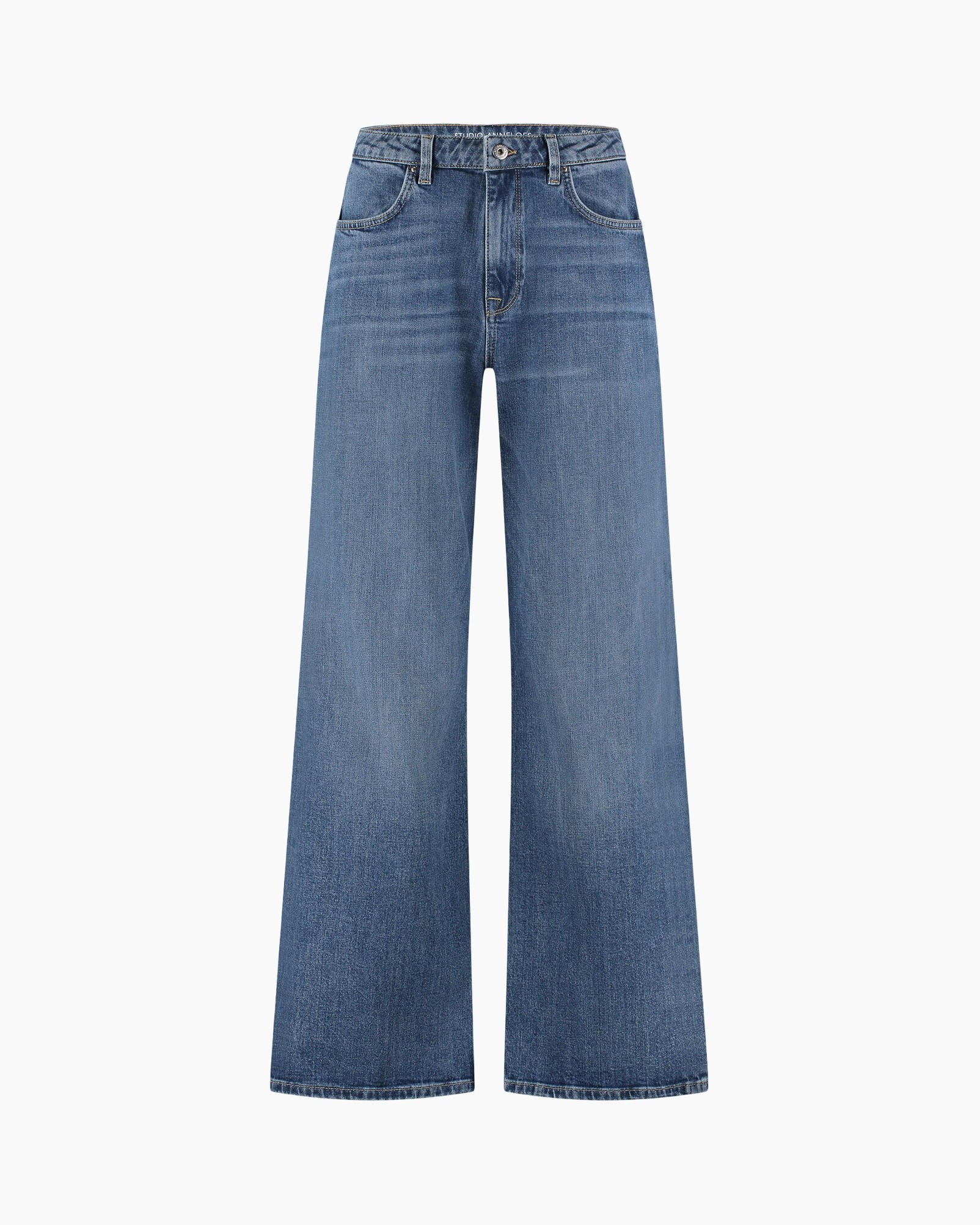 spijkerbroek, wijdere pijp, denim, blauw, broek