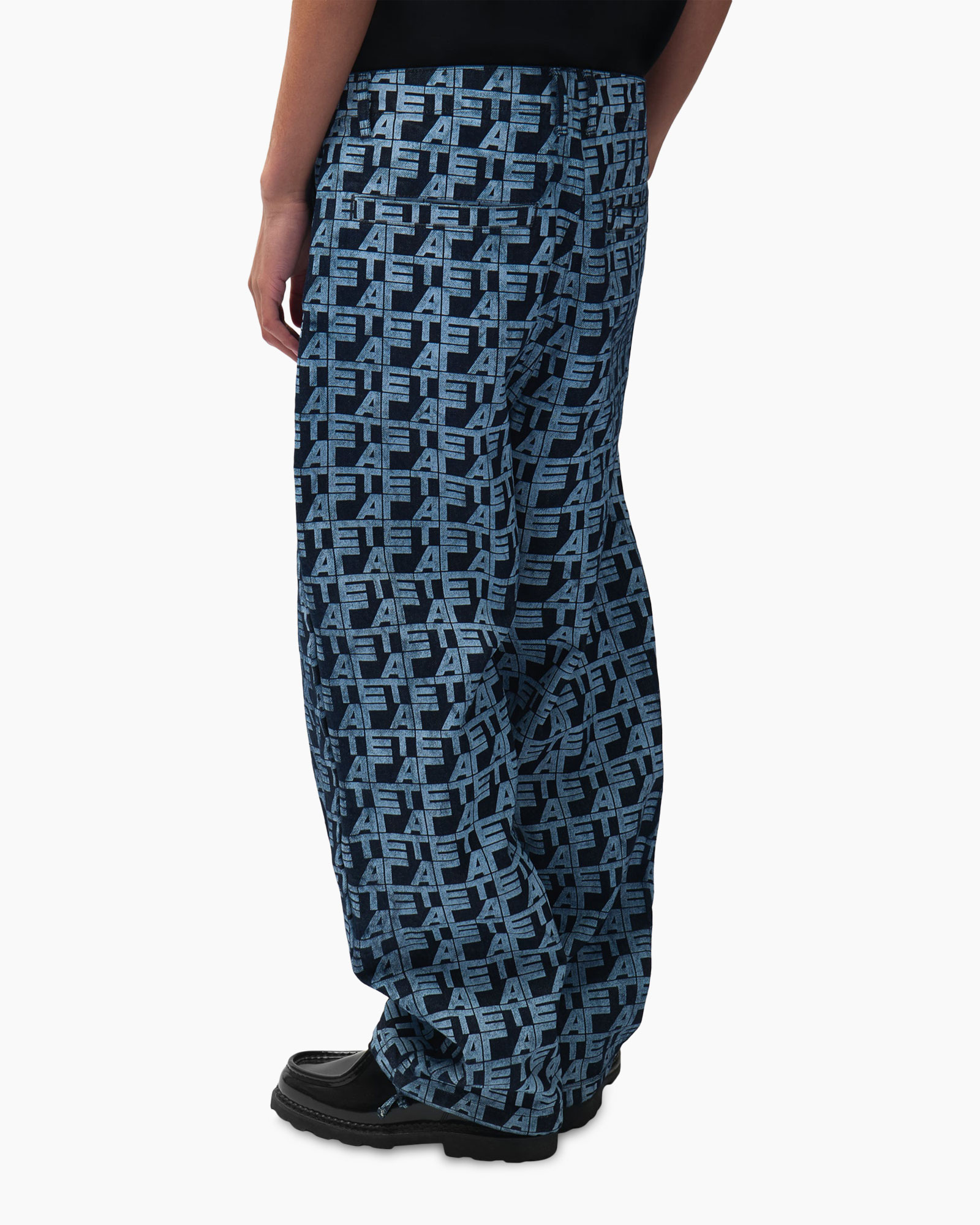 broek, print, patroon, wijdte lange, blauw