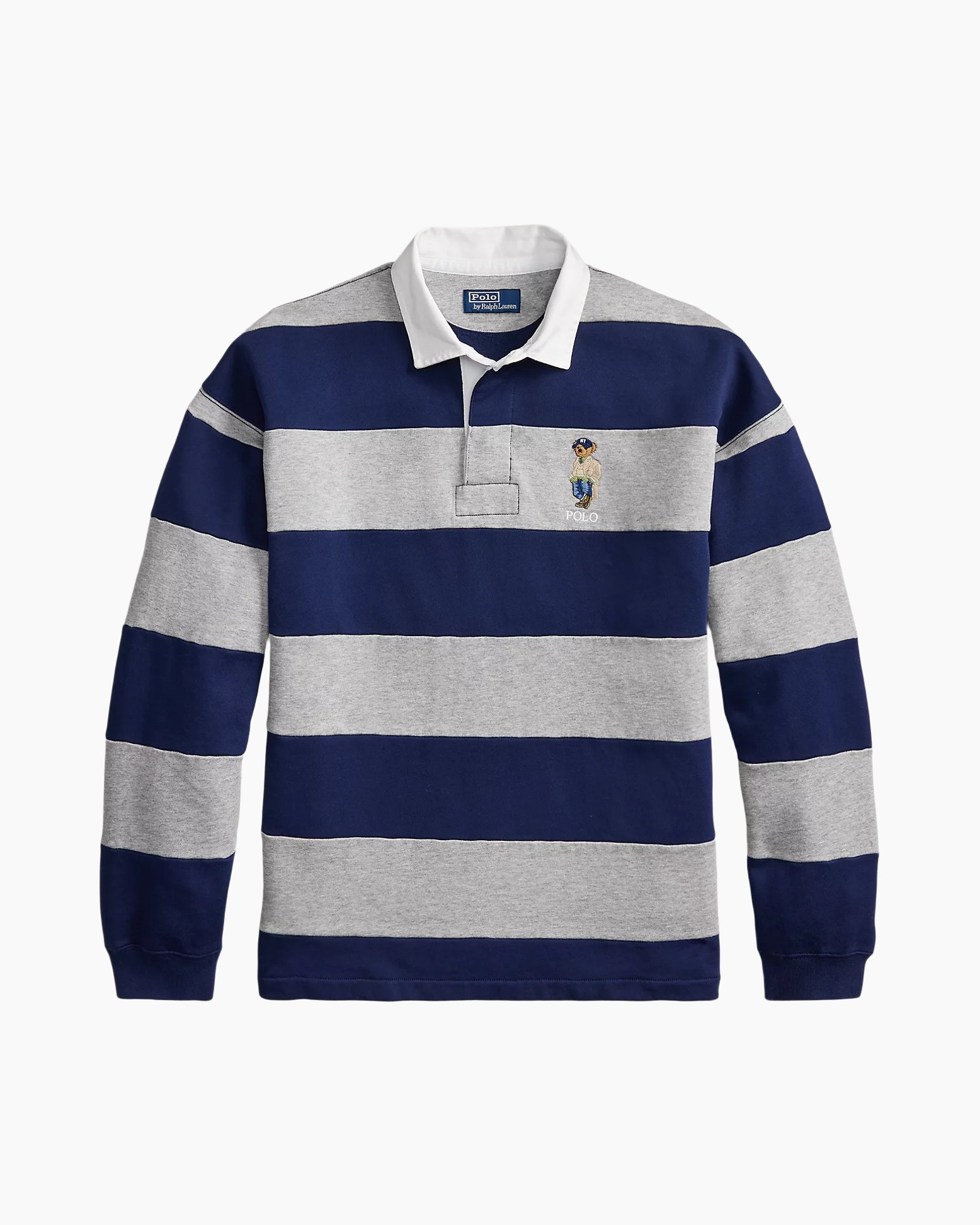 poloshirt, gestreept, langemouw, katoen, borduurwerk logo