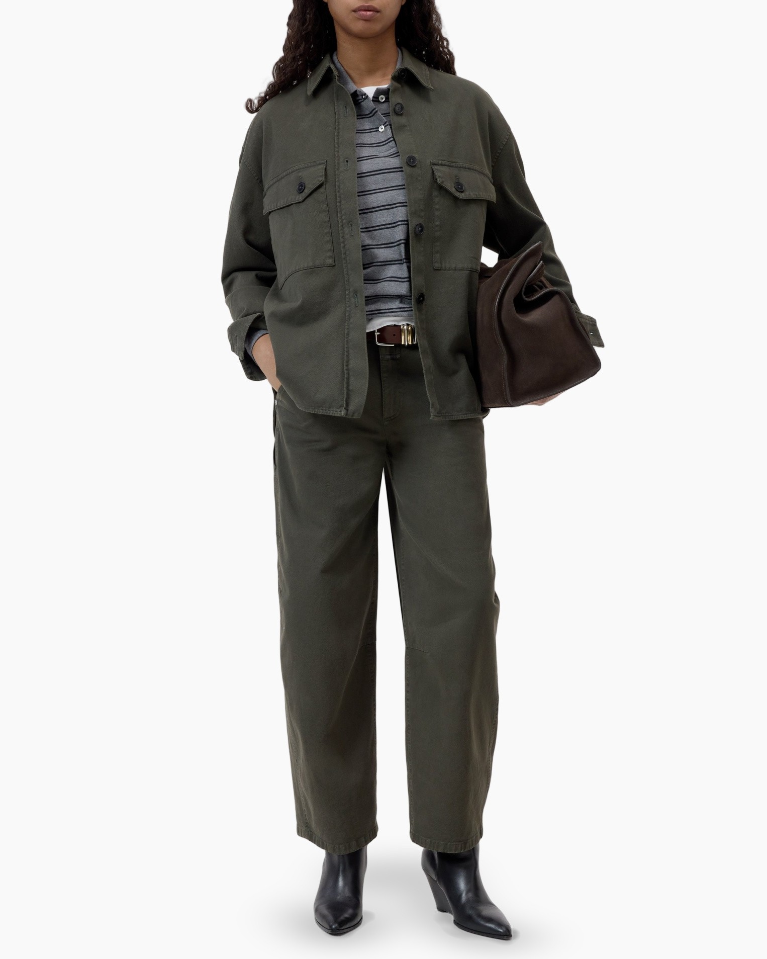 jas, groen olijf, oversized, zakken, cargo style