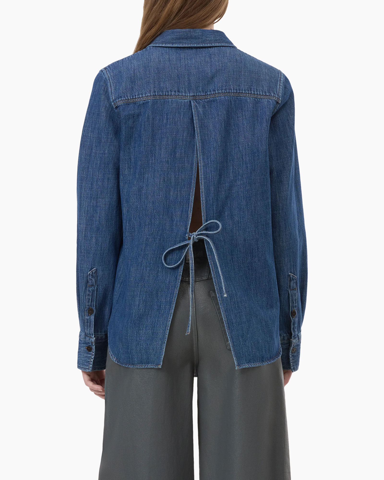 Blouse Classic With Strap Detail Donker Blauw