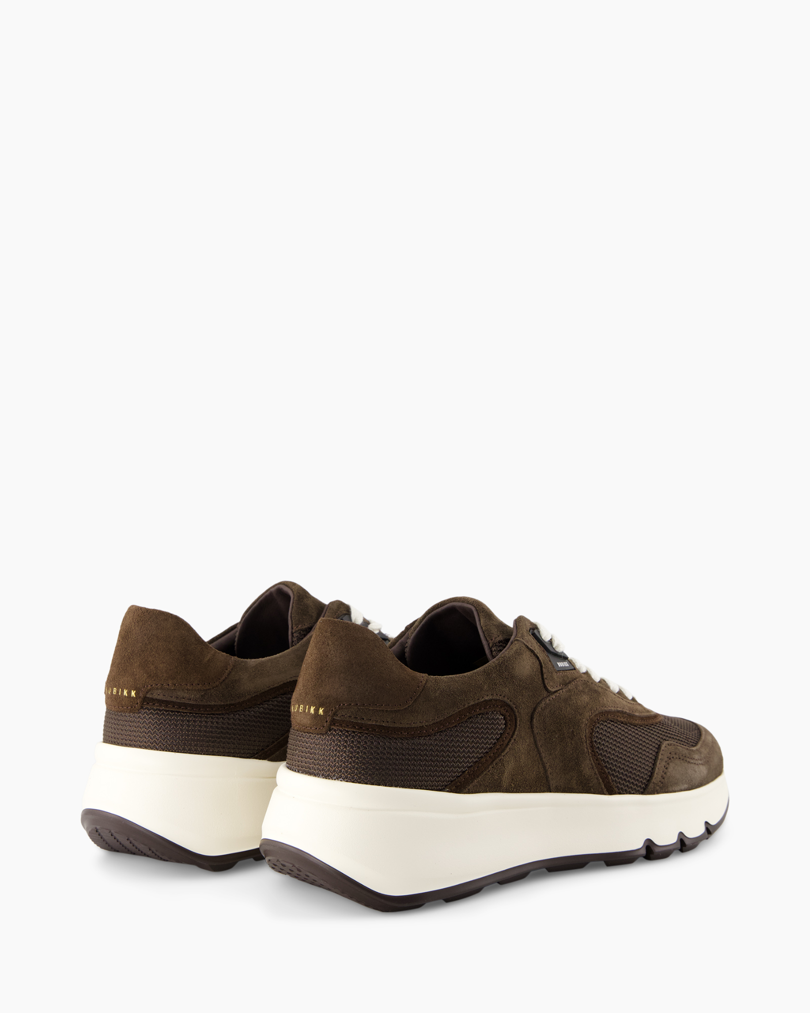 sneakers, bruin, suède, mesh, platform