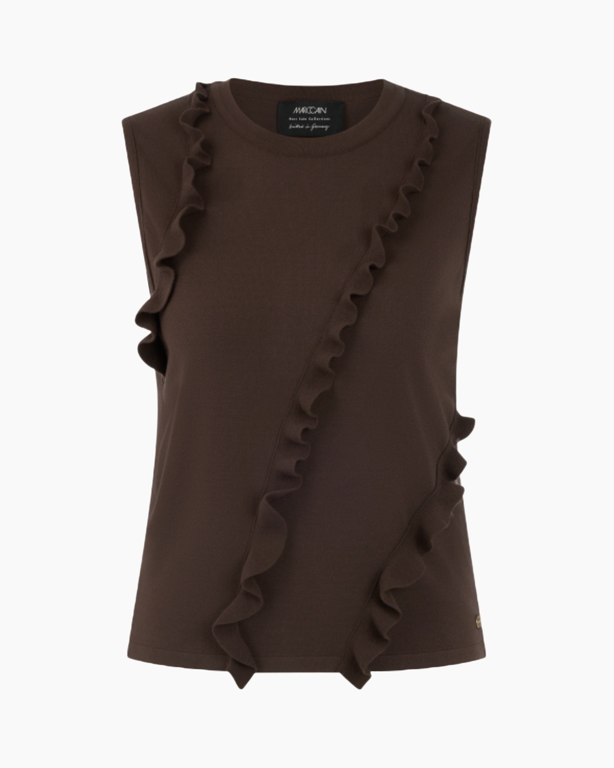 tanktop, ruffles, mouwloos, bruin, casual