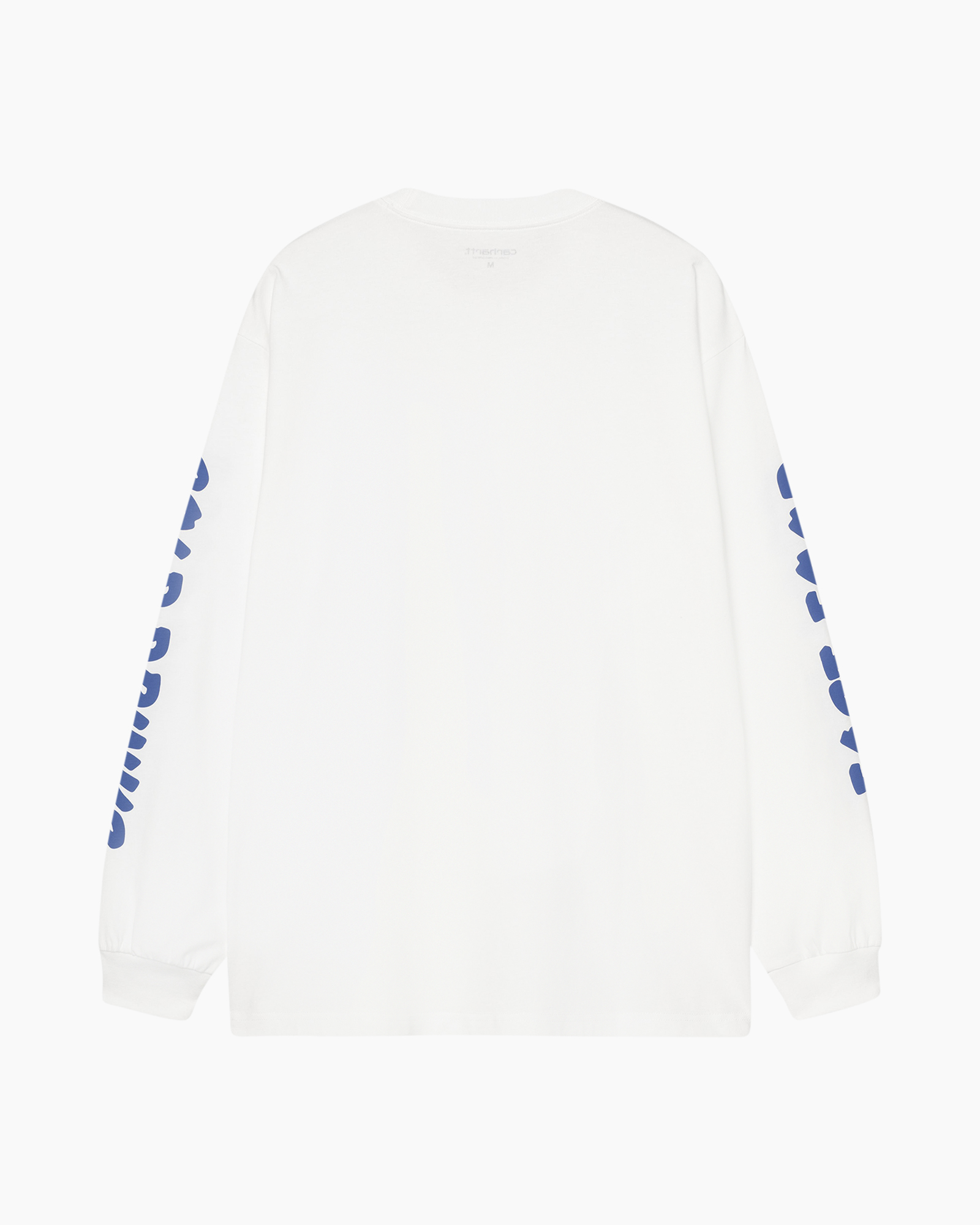longsleeve, white, graphic, pocket, blue text