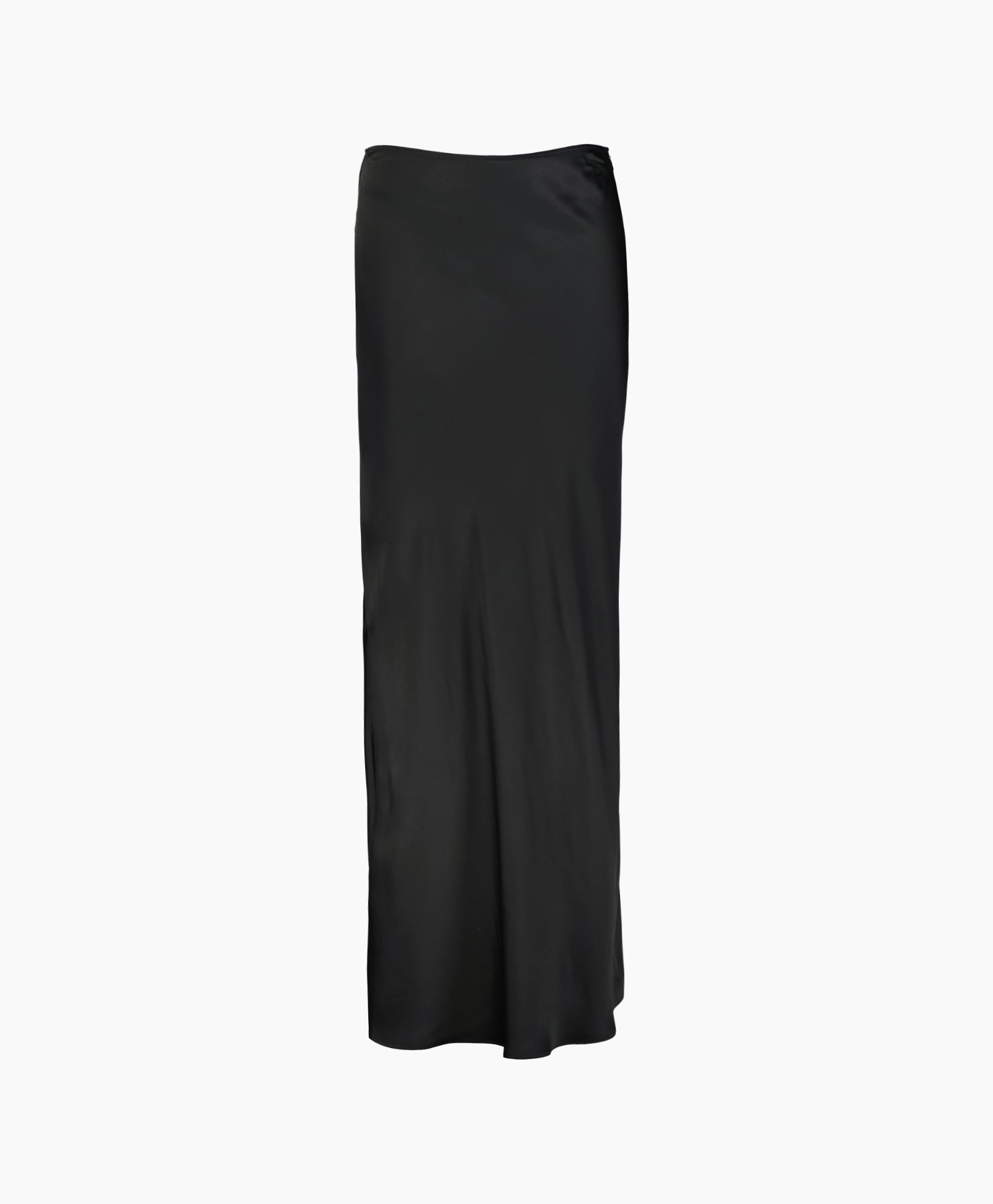 Midi Rok Long Satin Zwart