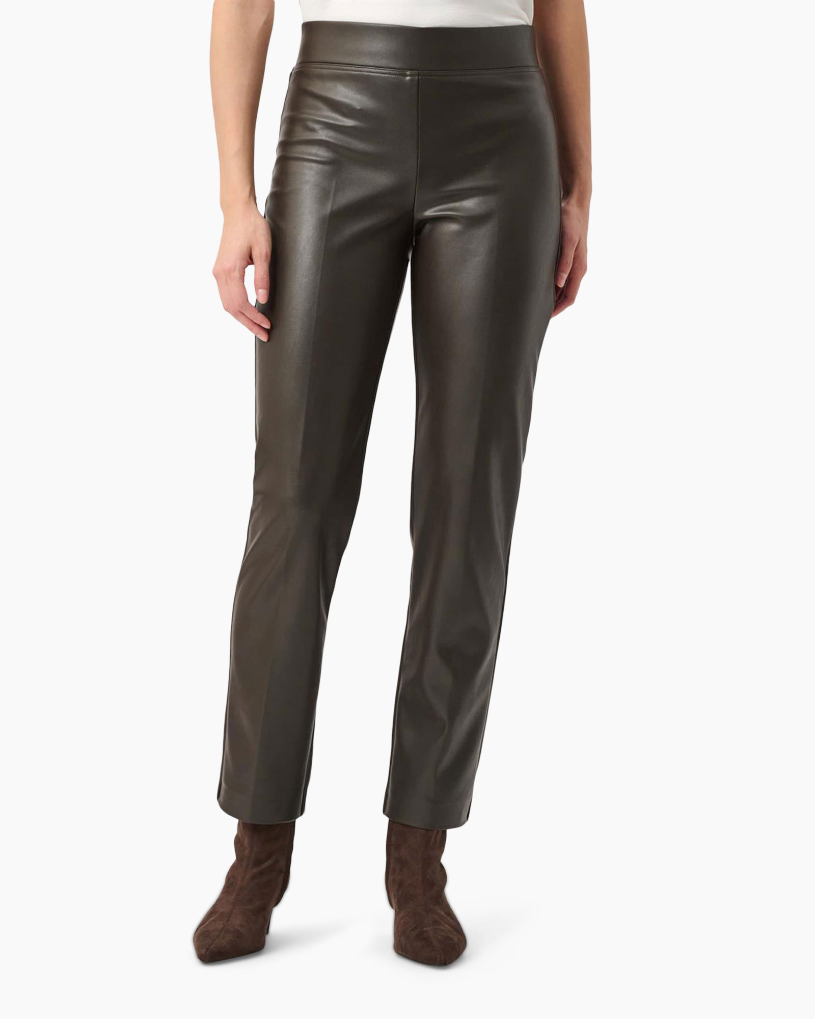 broek, broek, leer, bruin, enkellengang