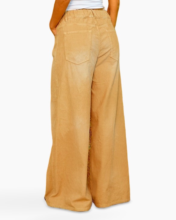 wijdte-broek, palazzo broek, beige, broek, elastische taille