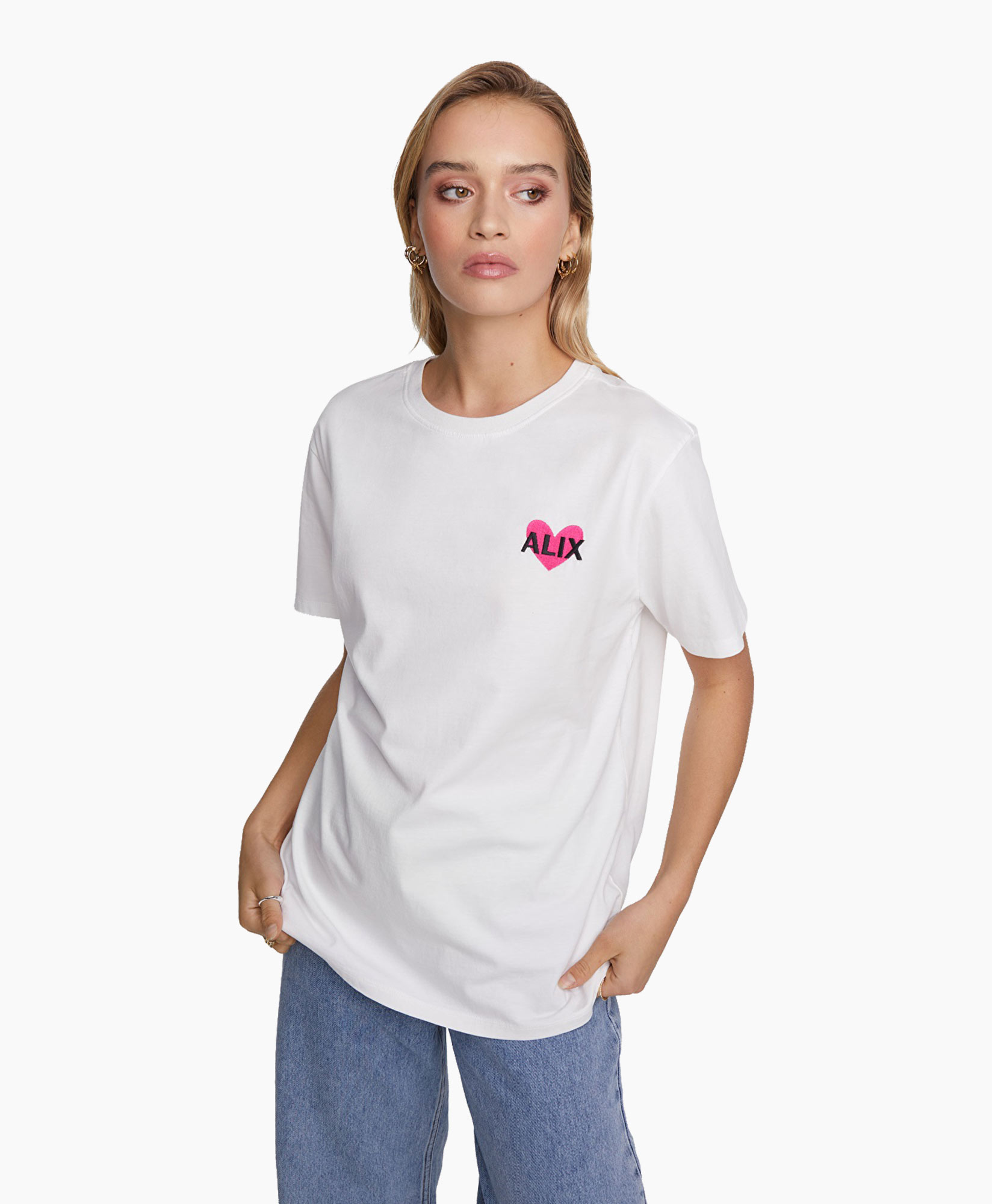 T-shirt Korte Mouw Knitted Alix Heart Off White