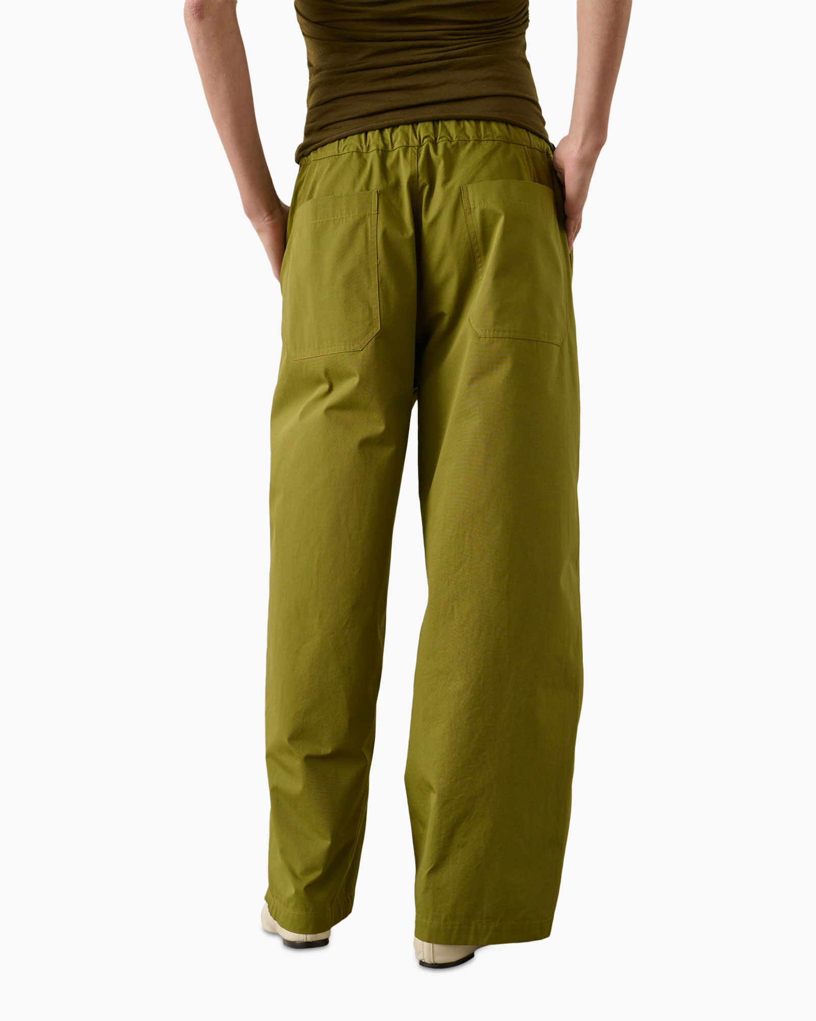 broek, broeken, olijfgroen, touwtje, wijdedelig