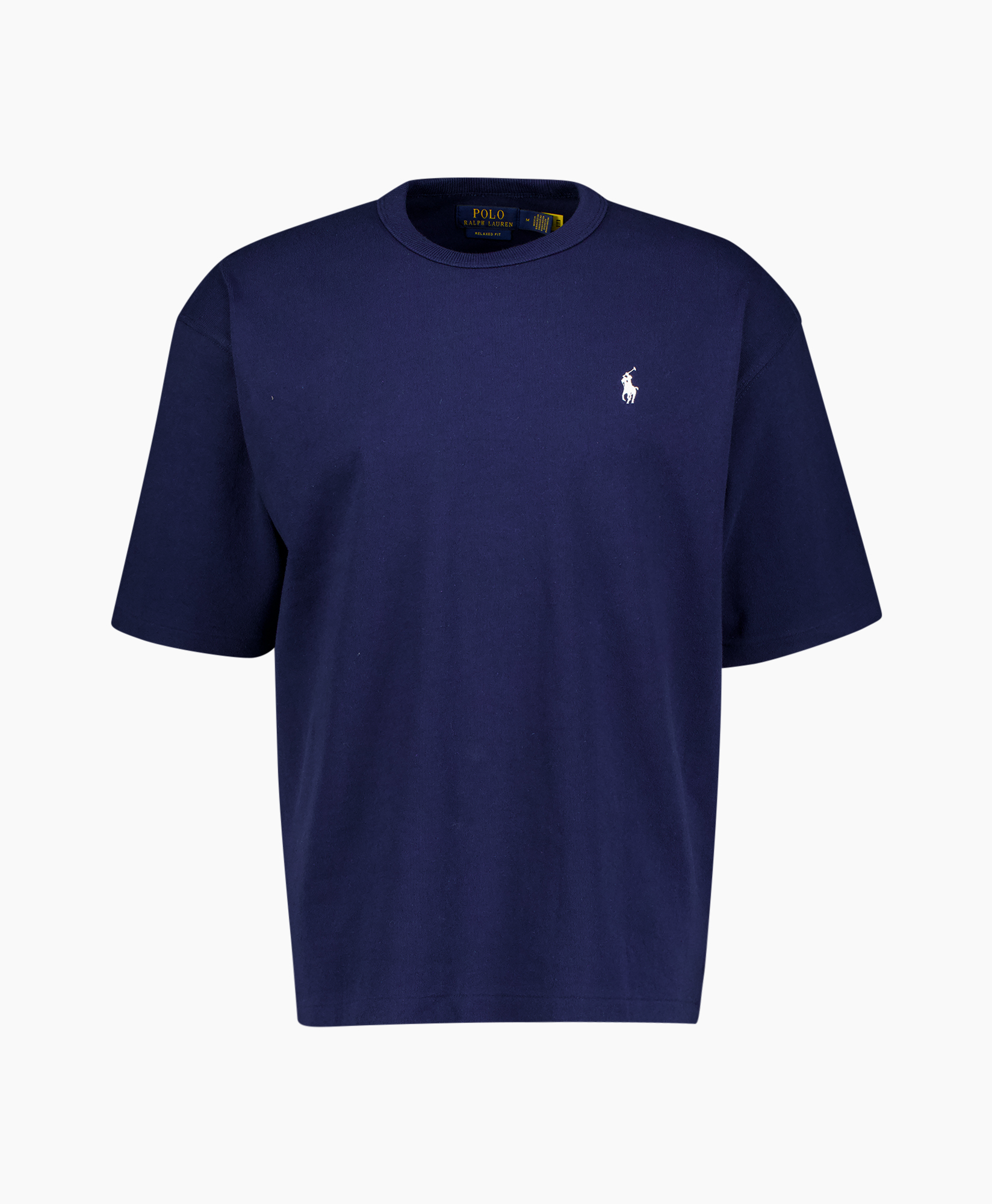 t-shirt, kort angebotene, rundhals, marineblauw, logo klein