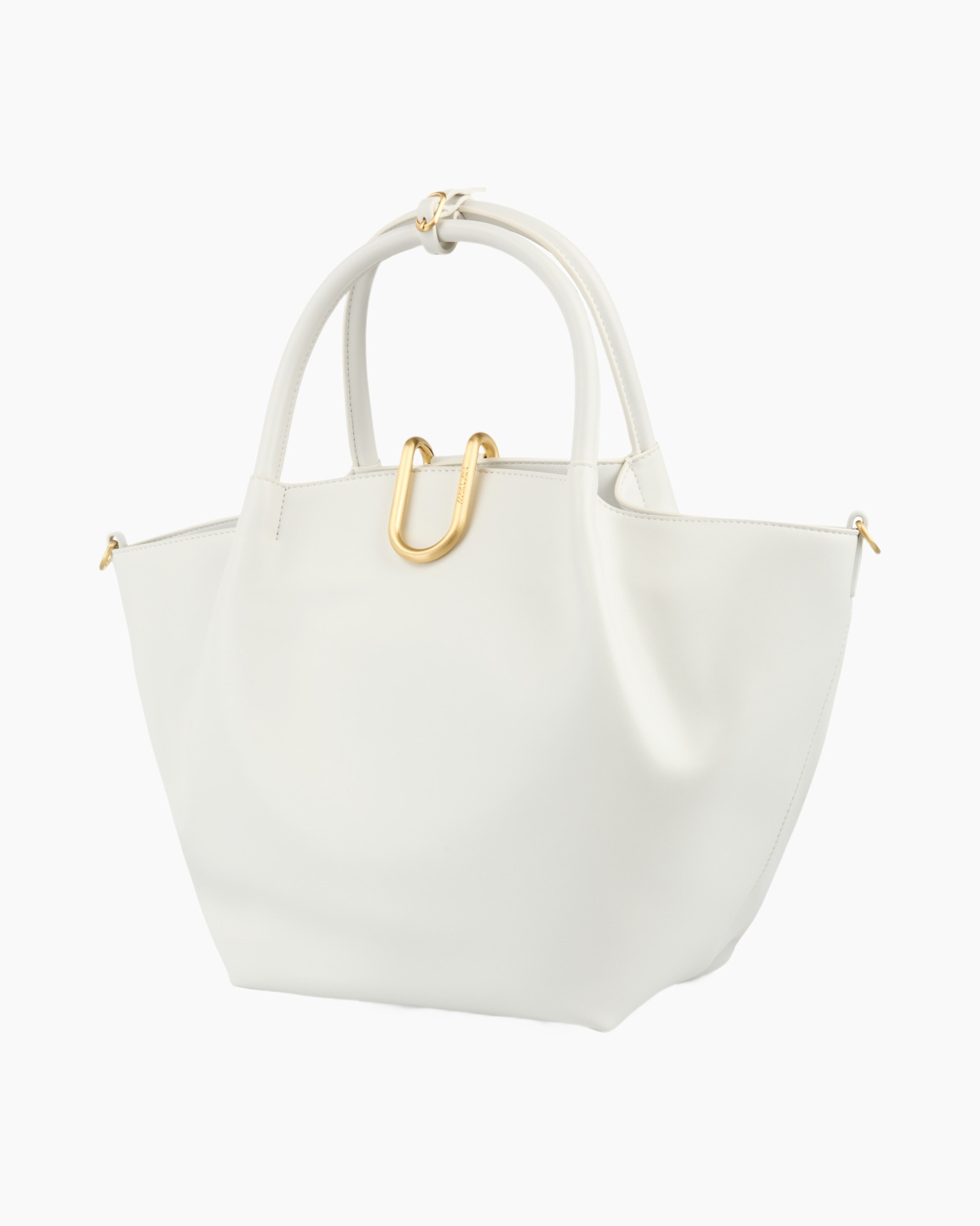 white bag, handbag, top-handle, gold hardware, shoulder strap
