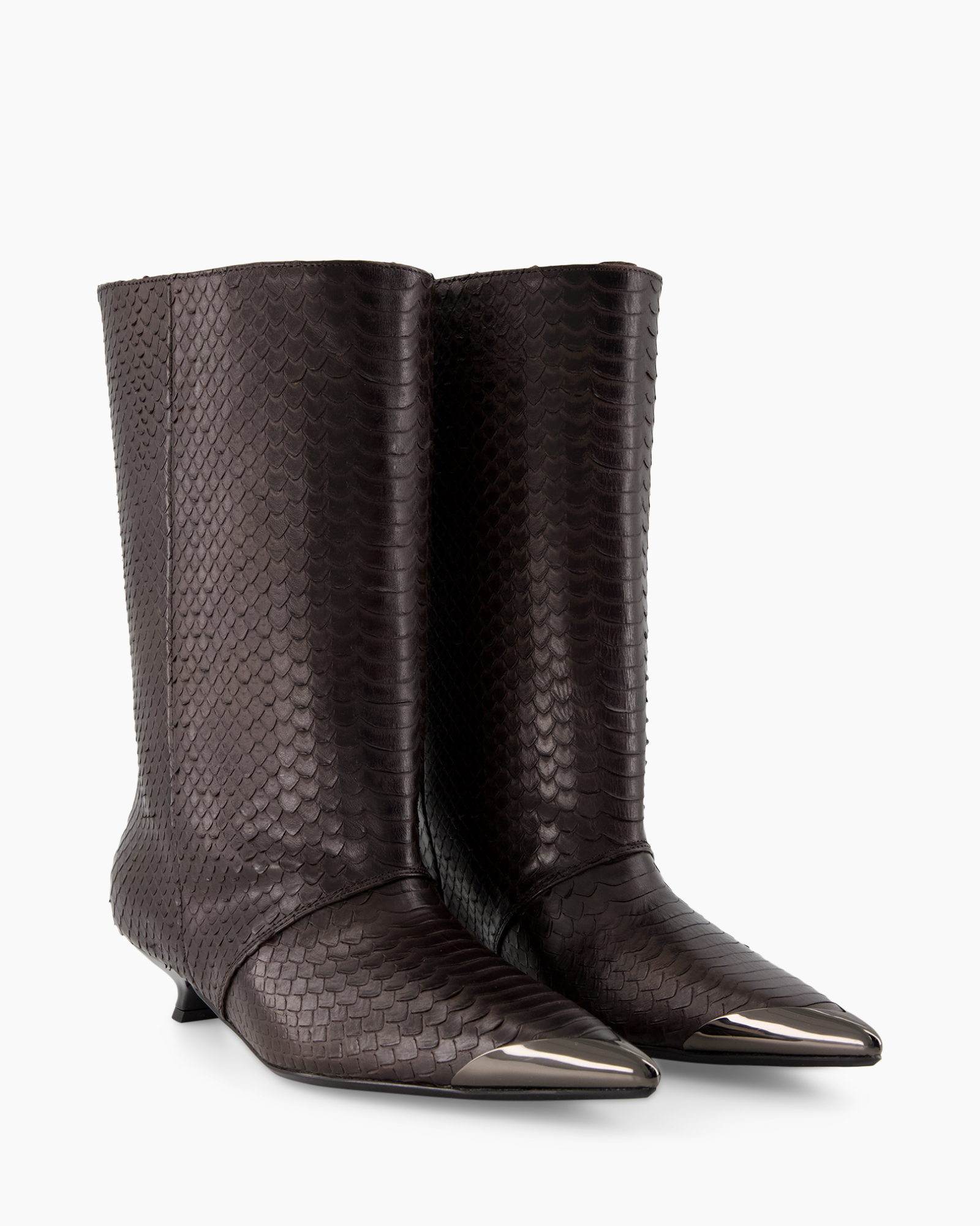 enklaar boot, schoenen, bruin, slangenhuid, middenhak