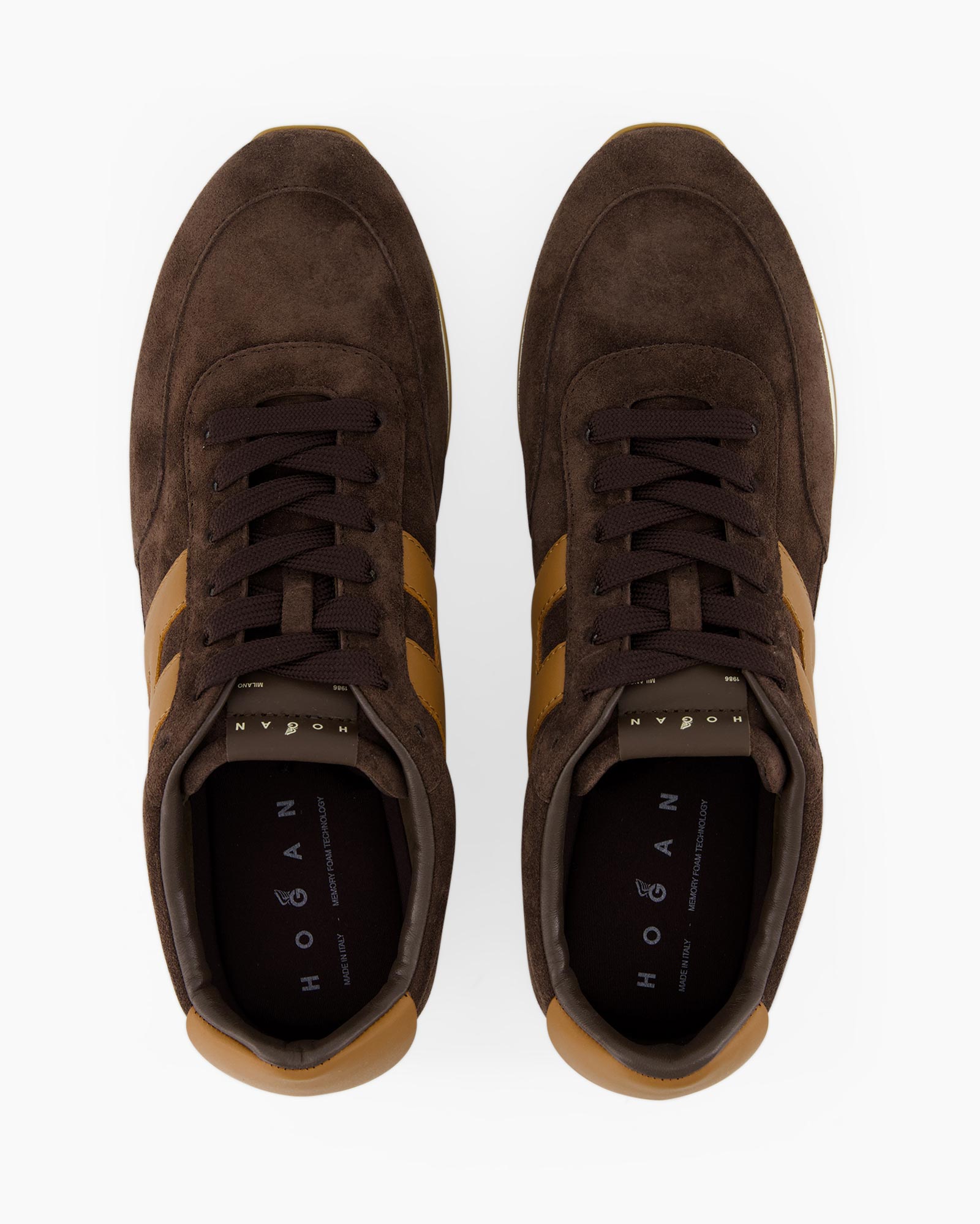 bruin suède, bruine sneakers, hoge-top, veters, twee tinten bruin