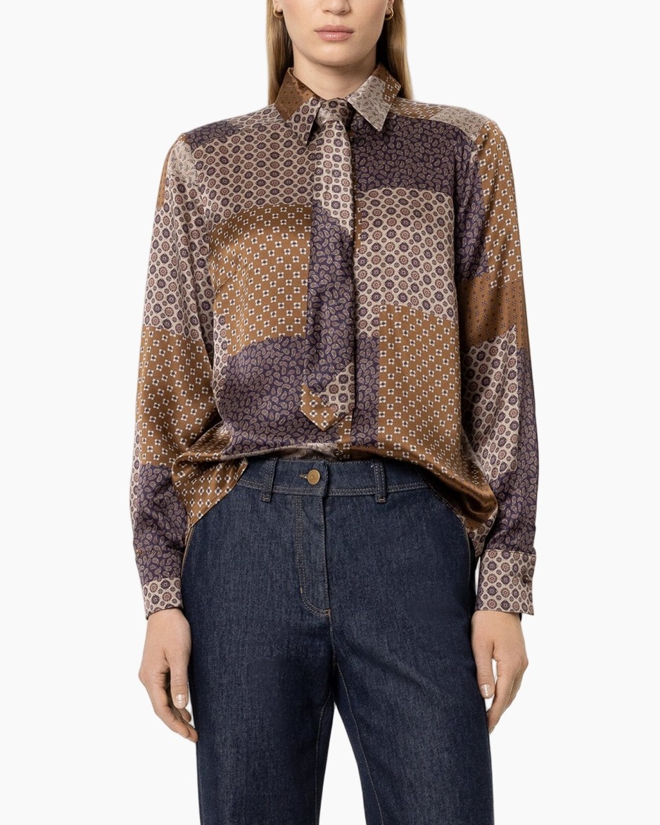 blouse, patchwork, zijde, lange mouwen, knopen]]} }```? Wait need nl translations. Also