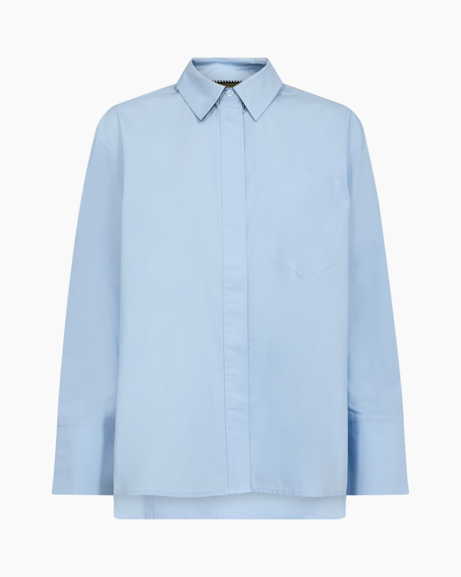 Blouse Donnacc Fold Cuff Licht Blauw