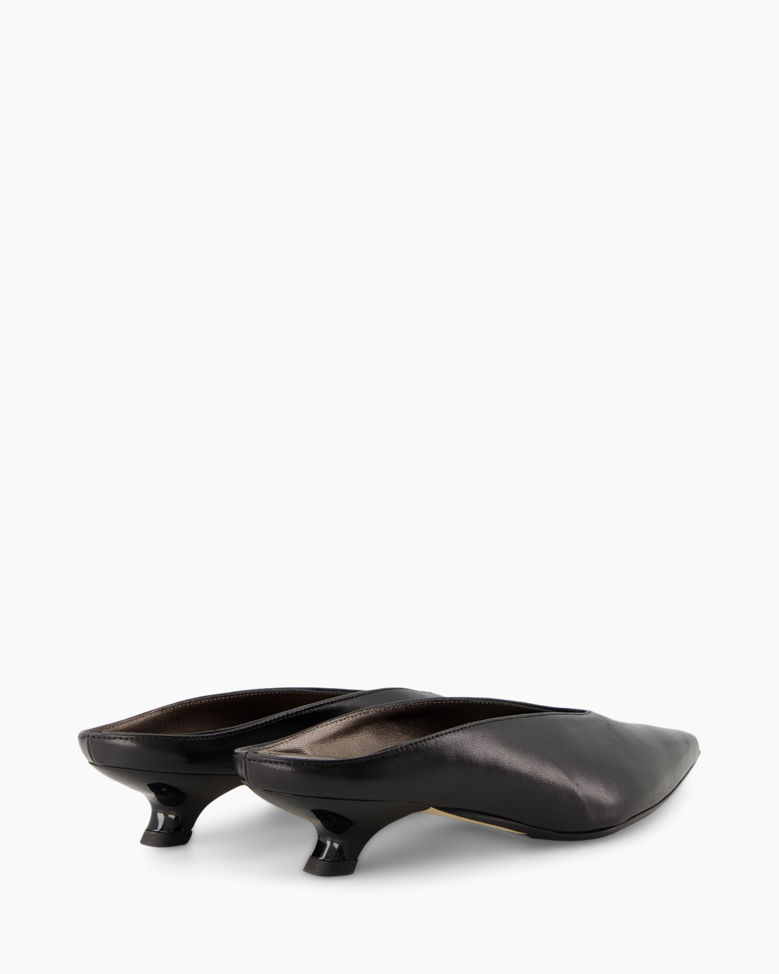 schoenen, mule, zwart, leer, lage hak