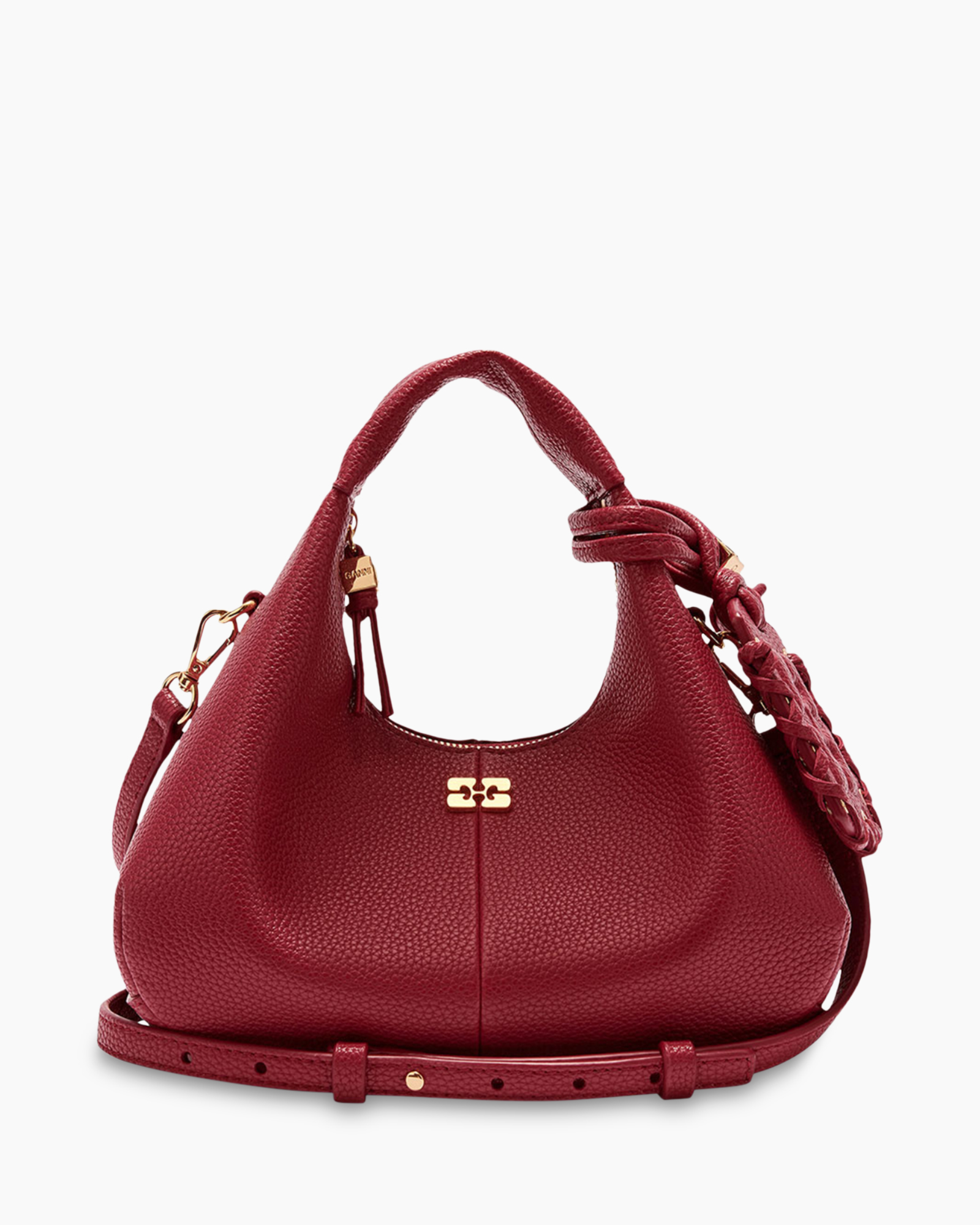 Crossbody Tas Hobo Mini Grained donker rood