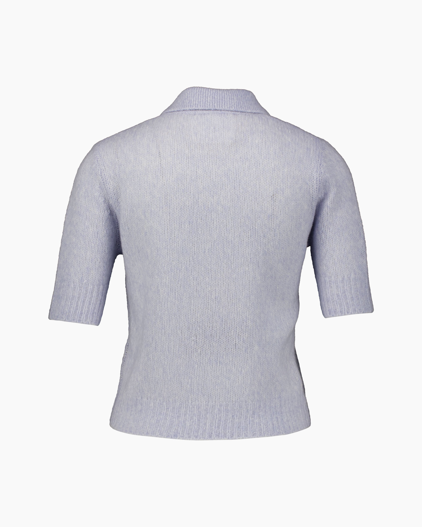 cardigan, gebreide, korte mouw, lavendel, trui achterkant