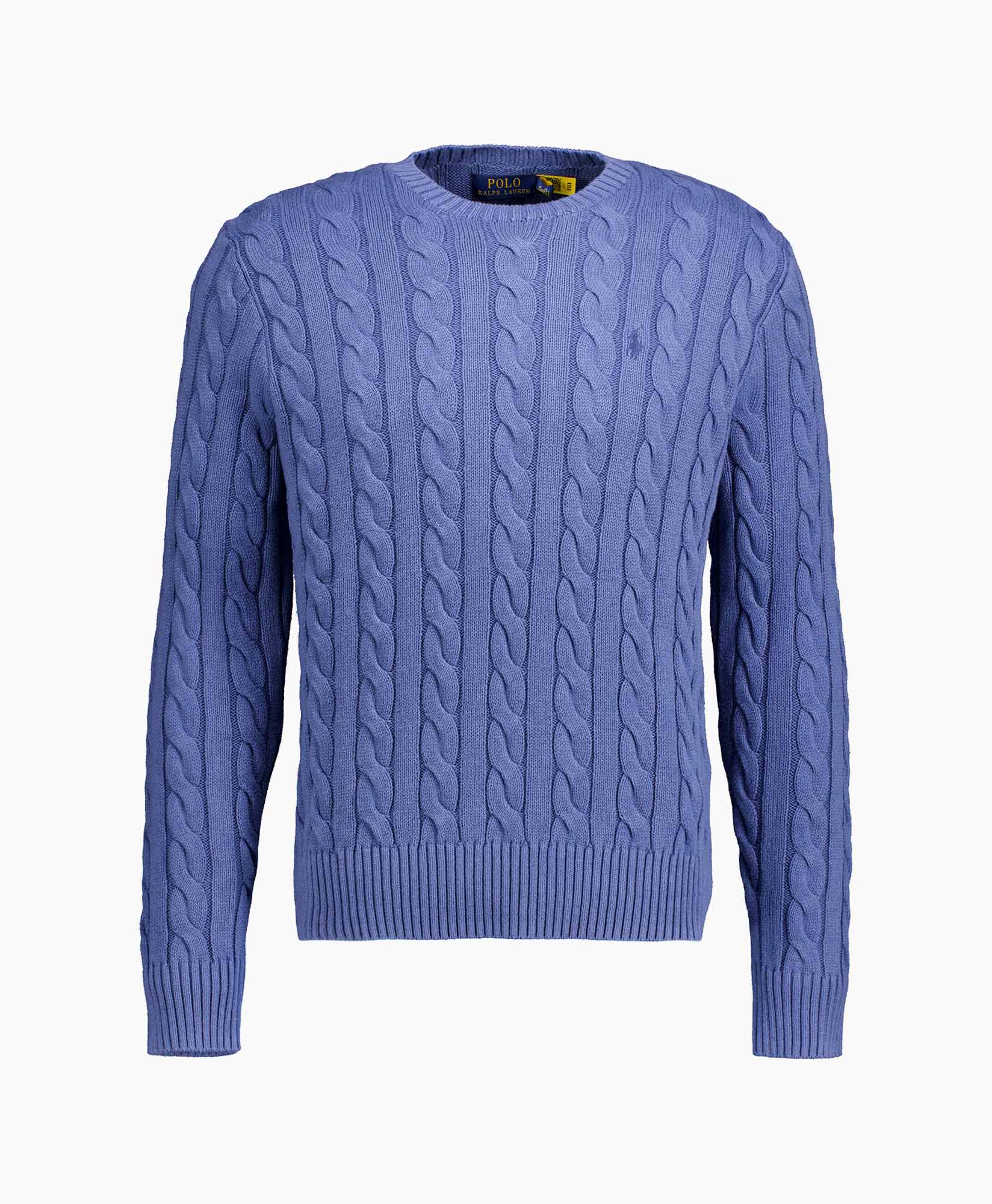 Pullover Cotton Cable Knit Donker Blauw