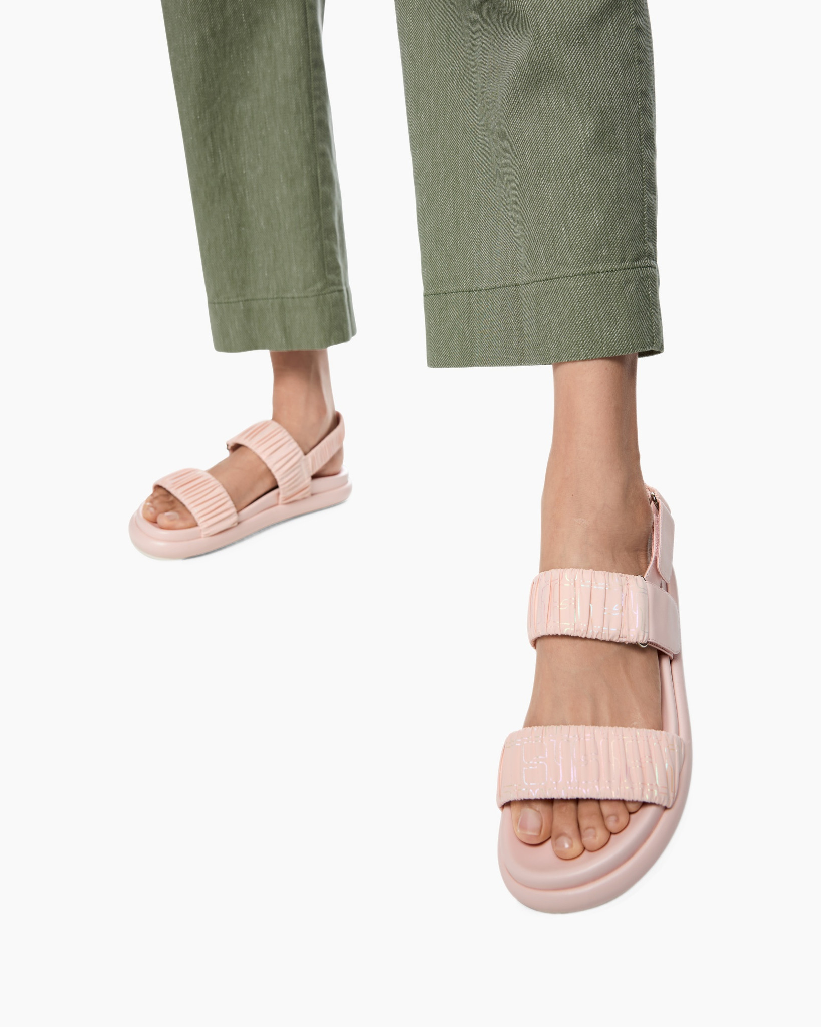 sandals, pink, flat, strap, open-toe