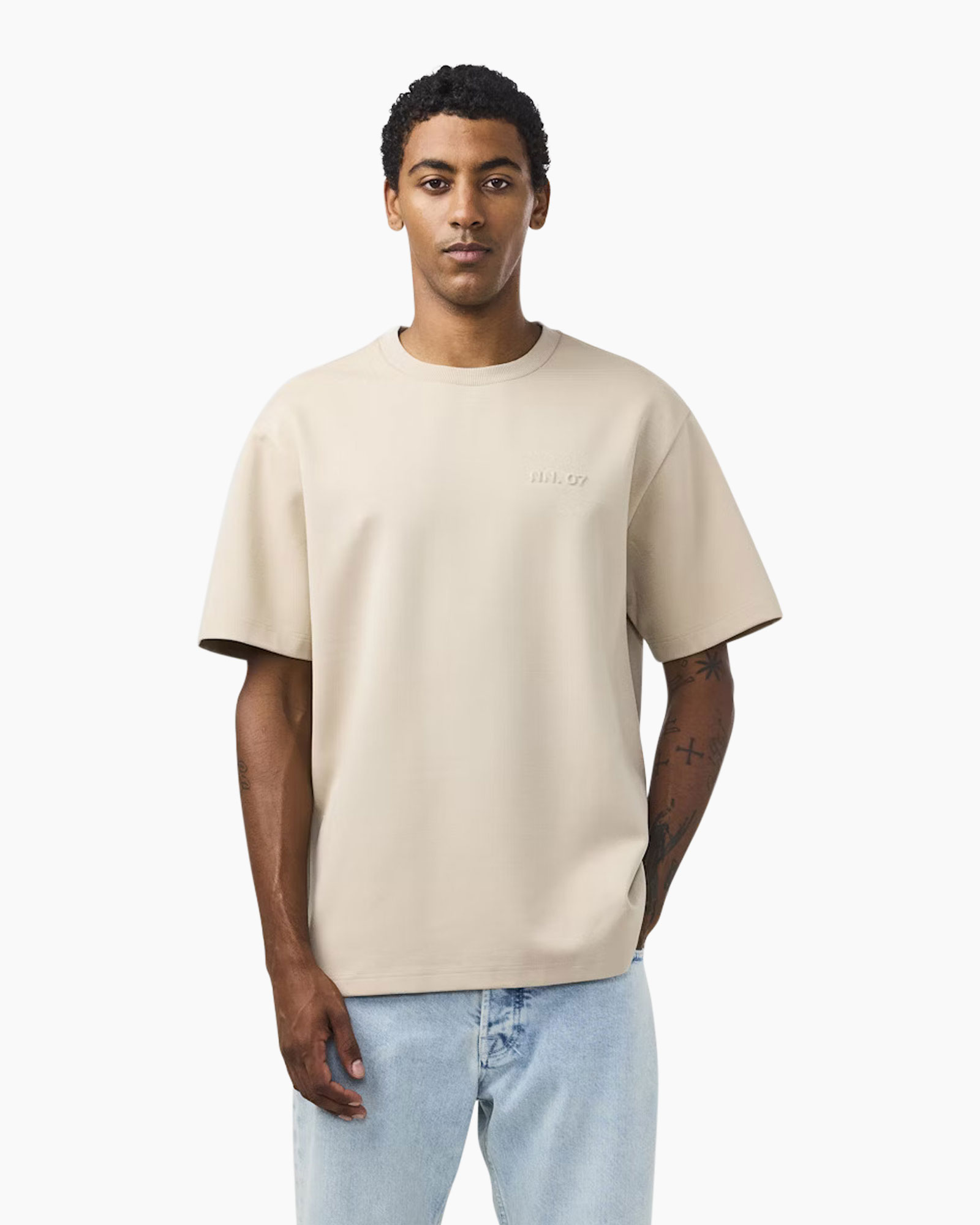 Tシャツ・カットソー NN07 T-shirts (2513457250 NAT SS LOGO TEE 3457NAVY BLUE) NN.07 Nat SS Logo Tee 3457 – Høyer Trondheim/Høyer Solsiden
