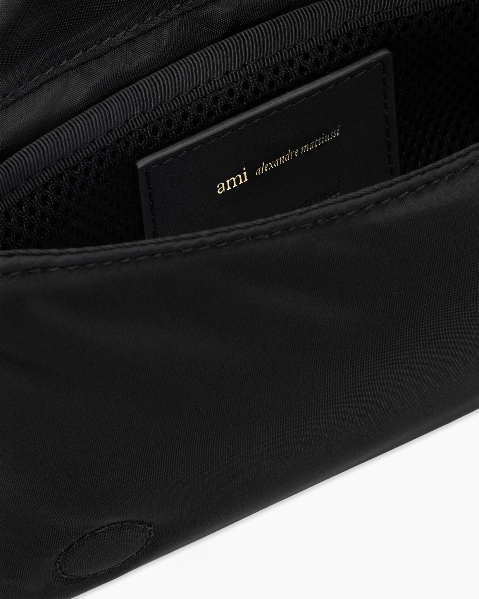 portemonnee, zwart, stof, rits, label