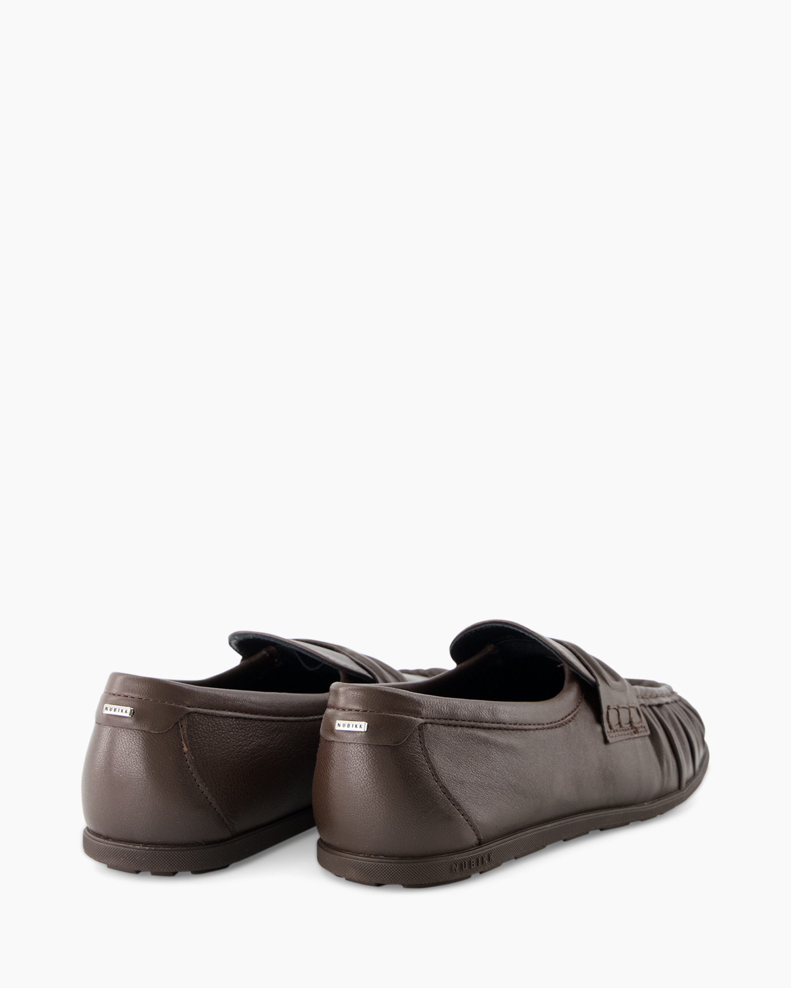 slippers?, brown, leer, penny?, achterkant