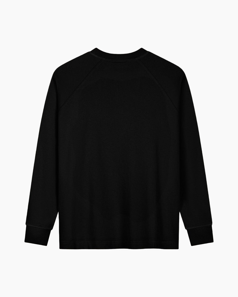 sweatshirt, black, round-neck, long-sleeve, solid