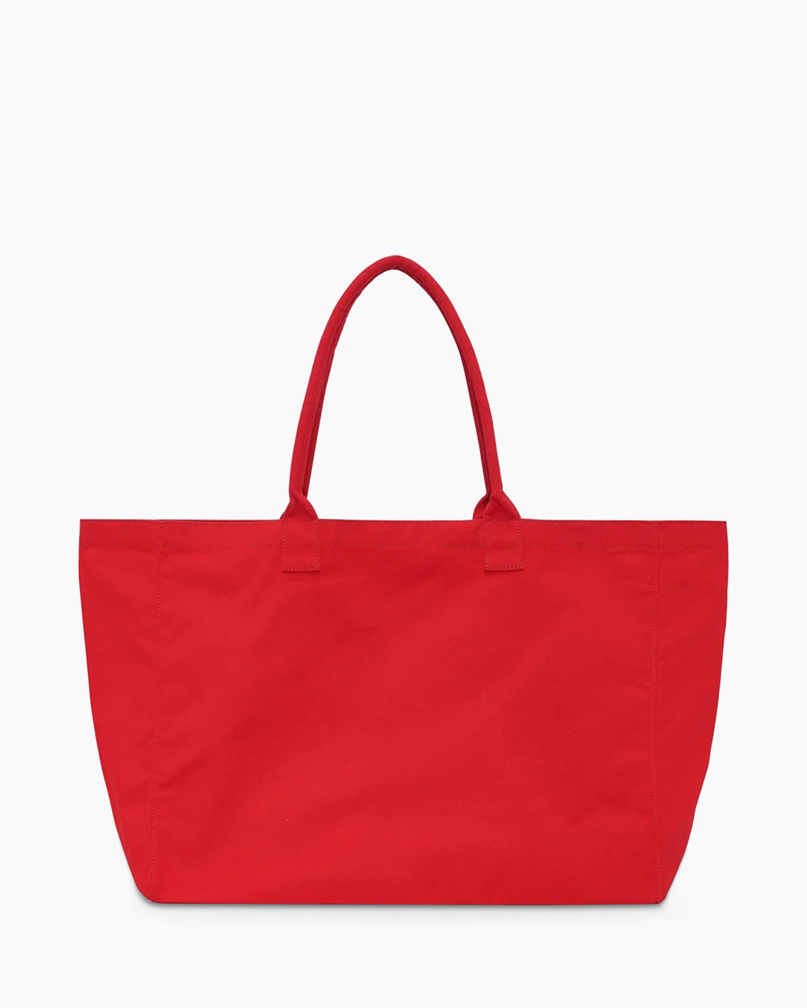 rood, tote tas, canvas, geëtste tekst, duffel-stijl