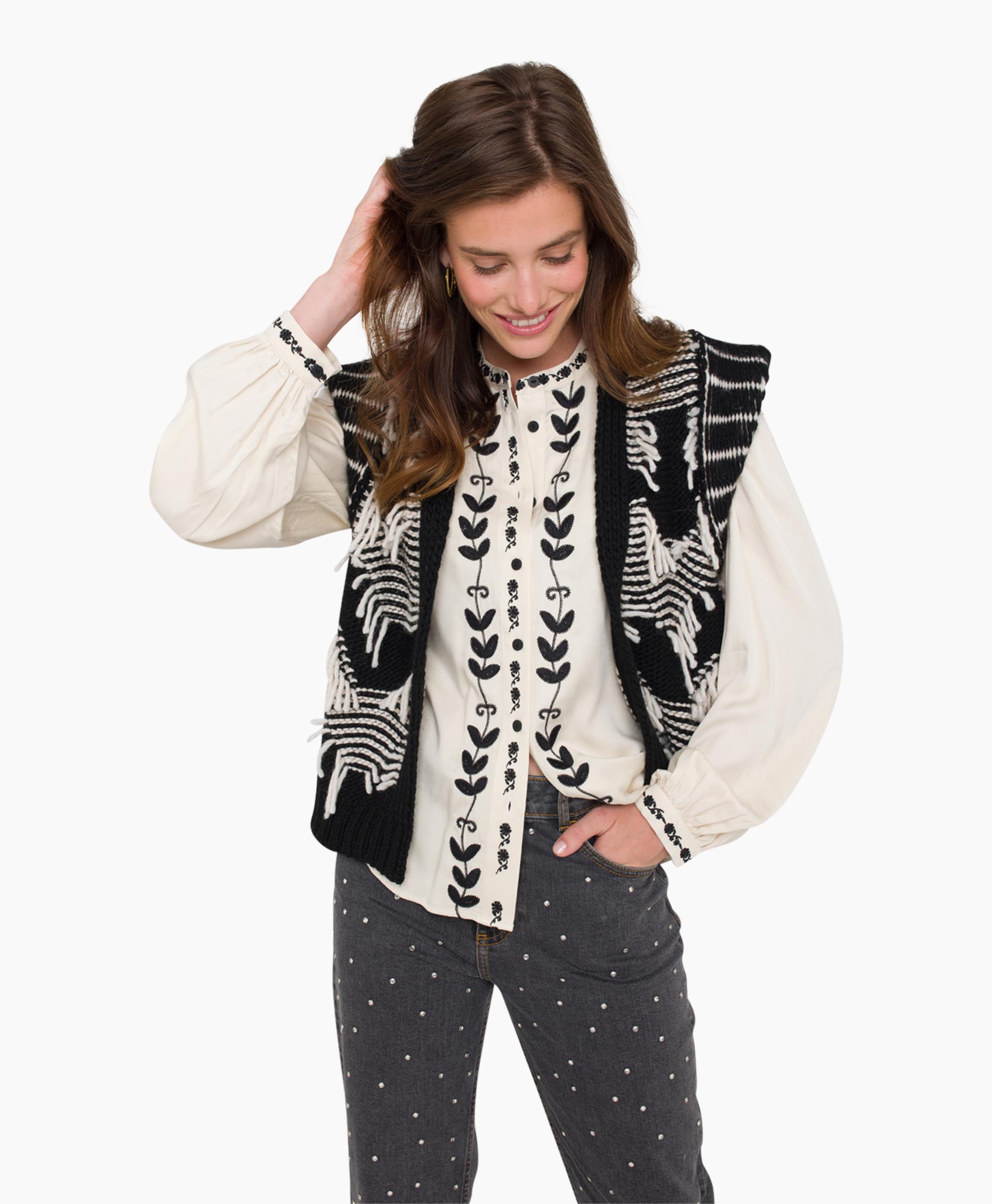 Anna Van Toor Gilet 29a11-02075 Zwart