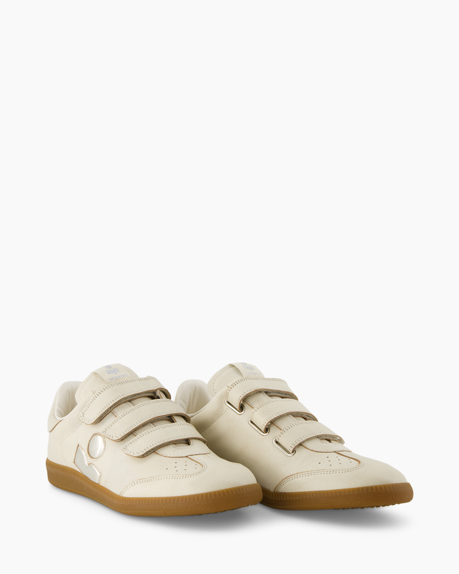 sneaker, riemen velcro, beige, suede, gum sole
