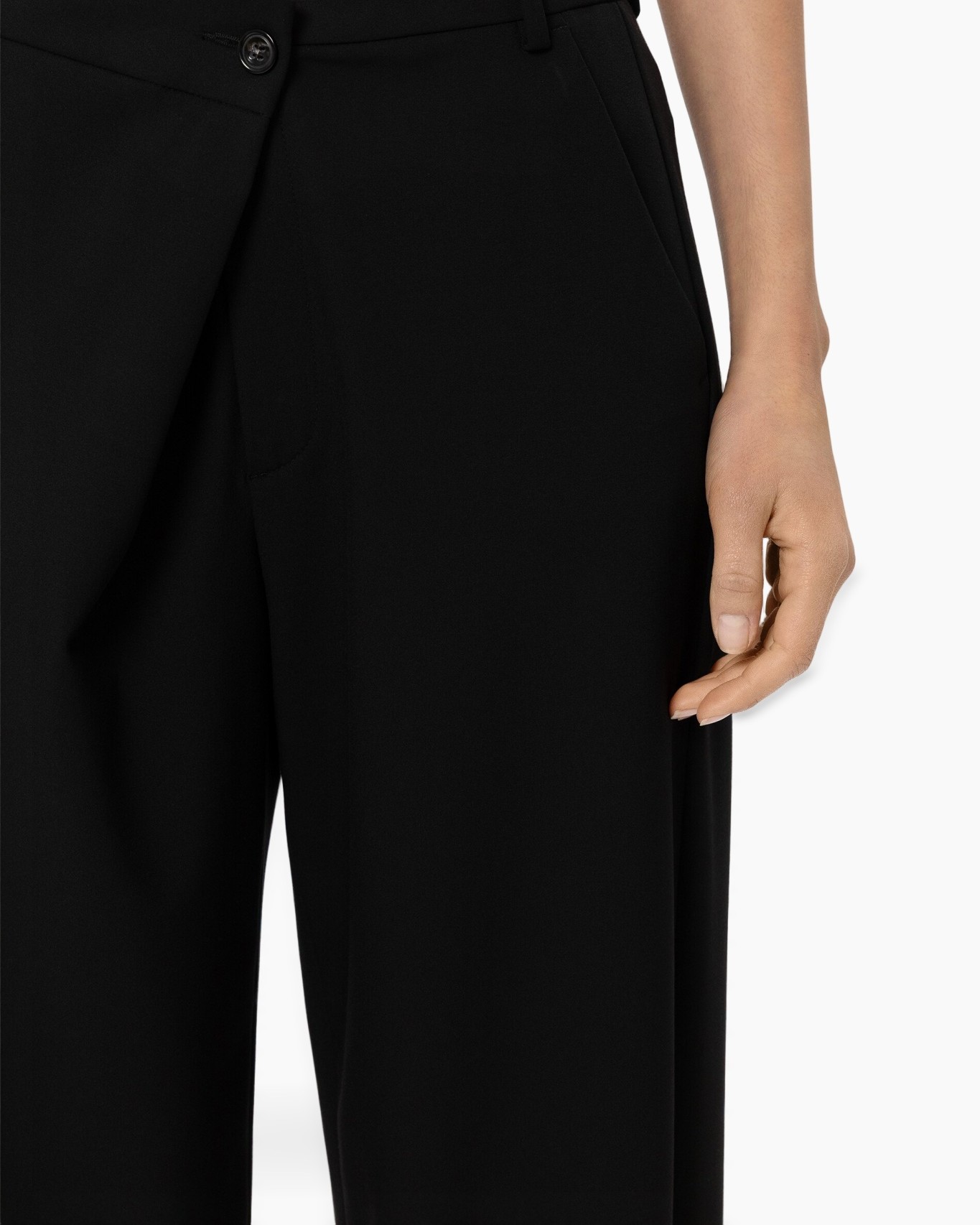 zwart, broek, pantalon, broekmodel, platte voorkant