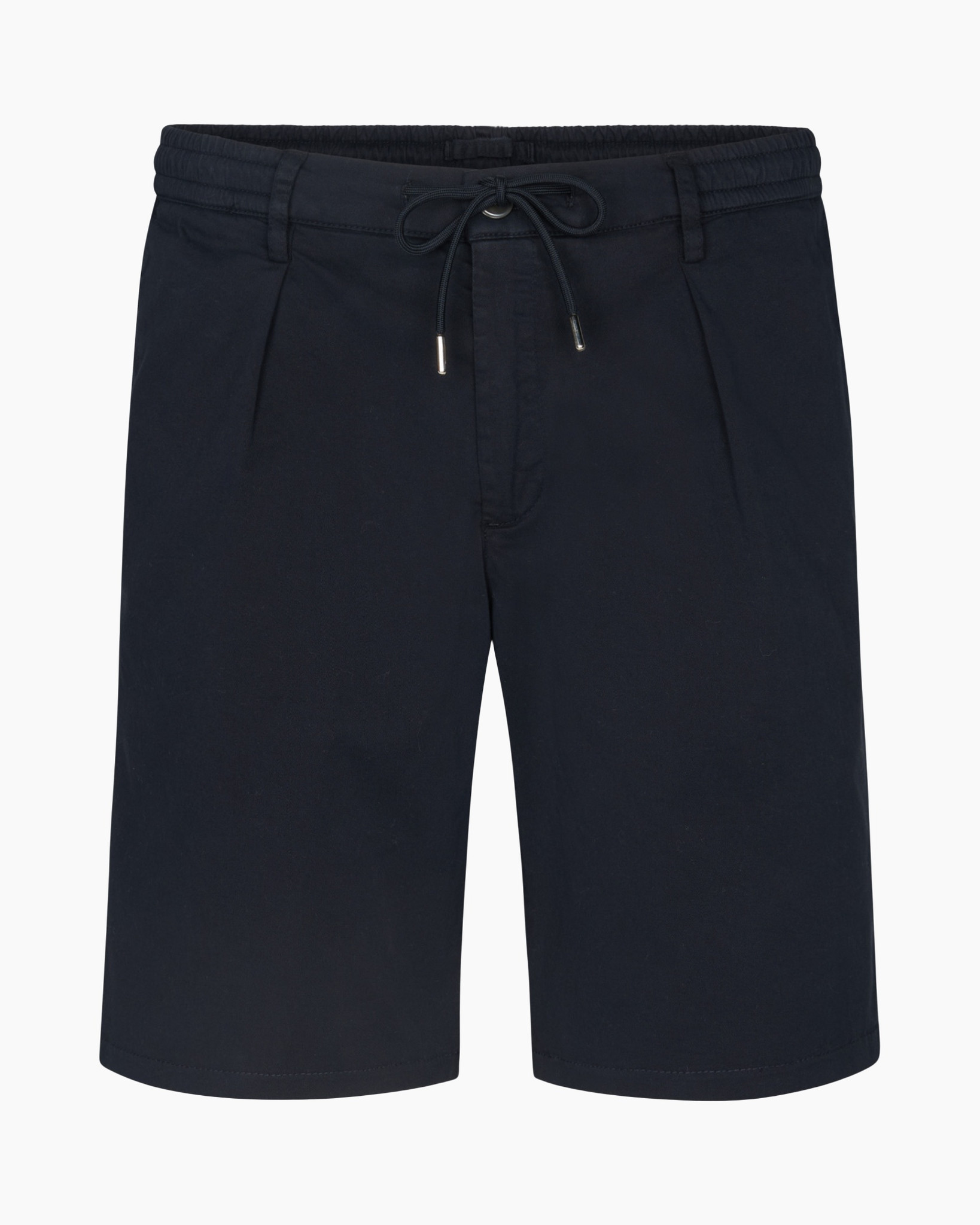 shorts, drawstring, navy, stretch, knee-length