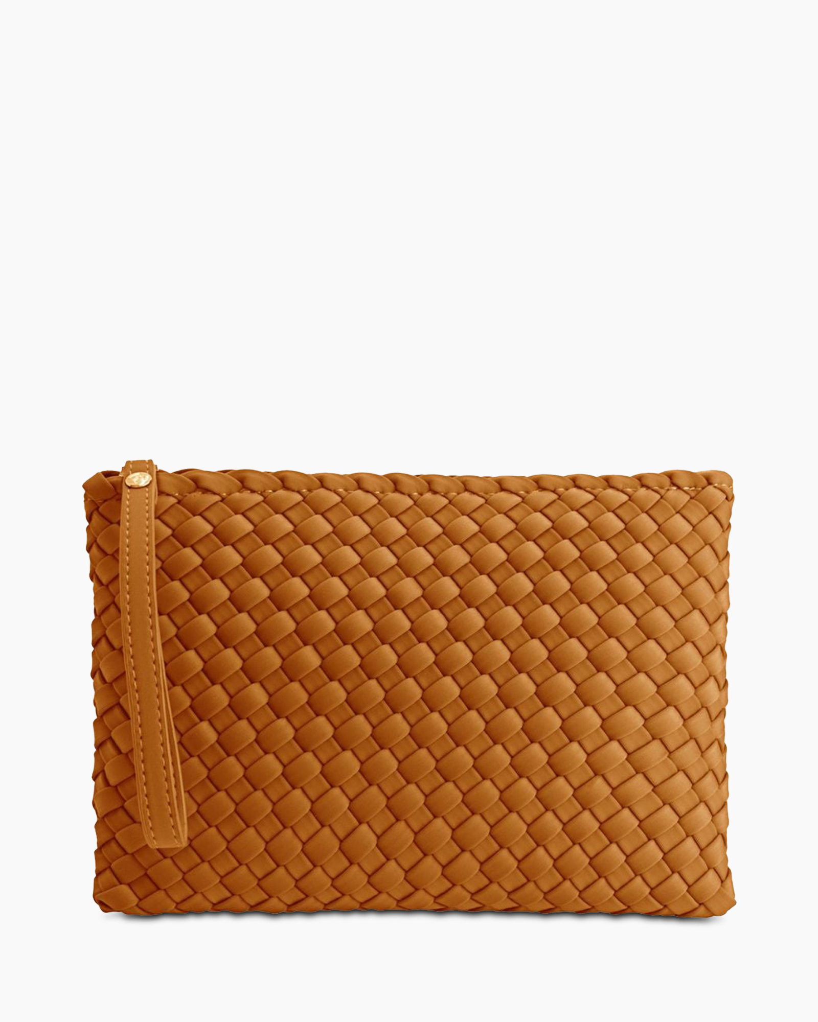 clutch, woven, pouch, tan, zipper