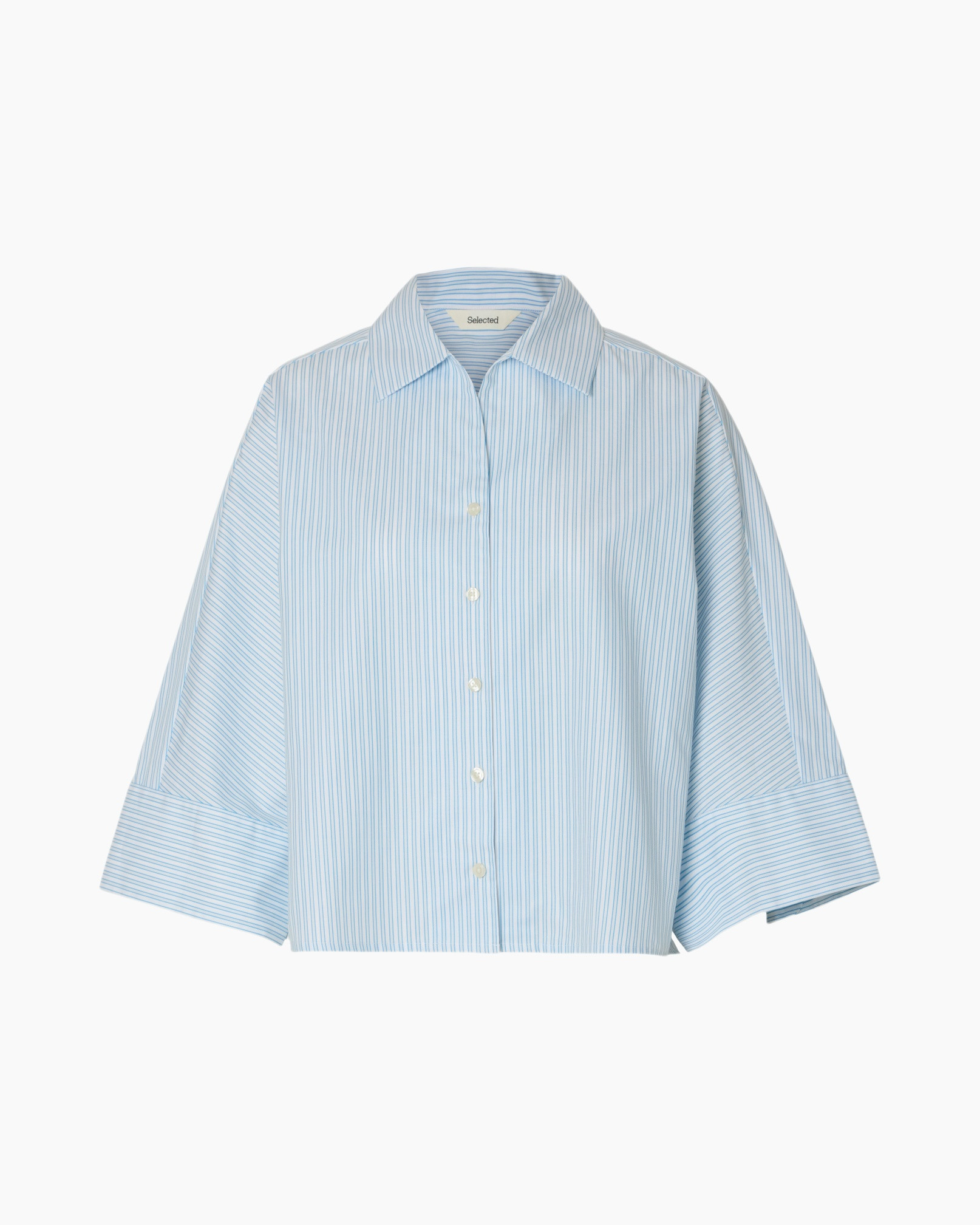 hemd, gestreept, blauw, knopenhemd, lange mouwen