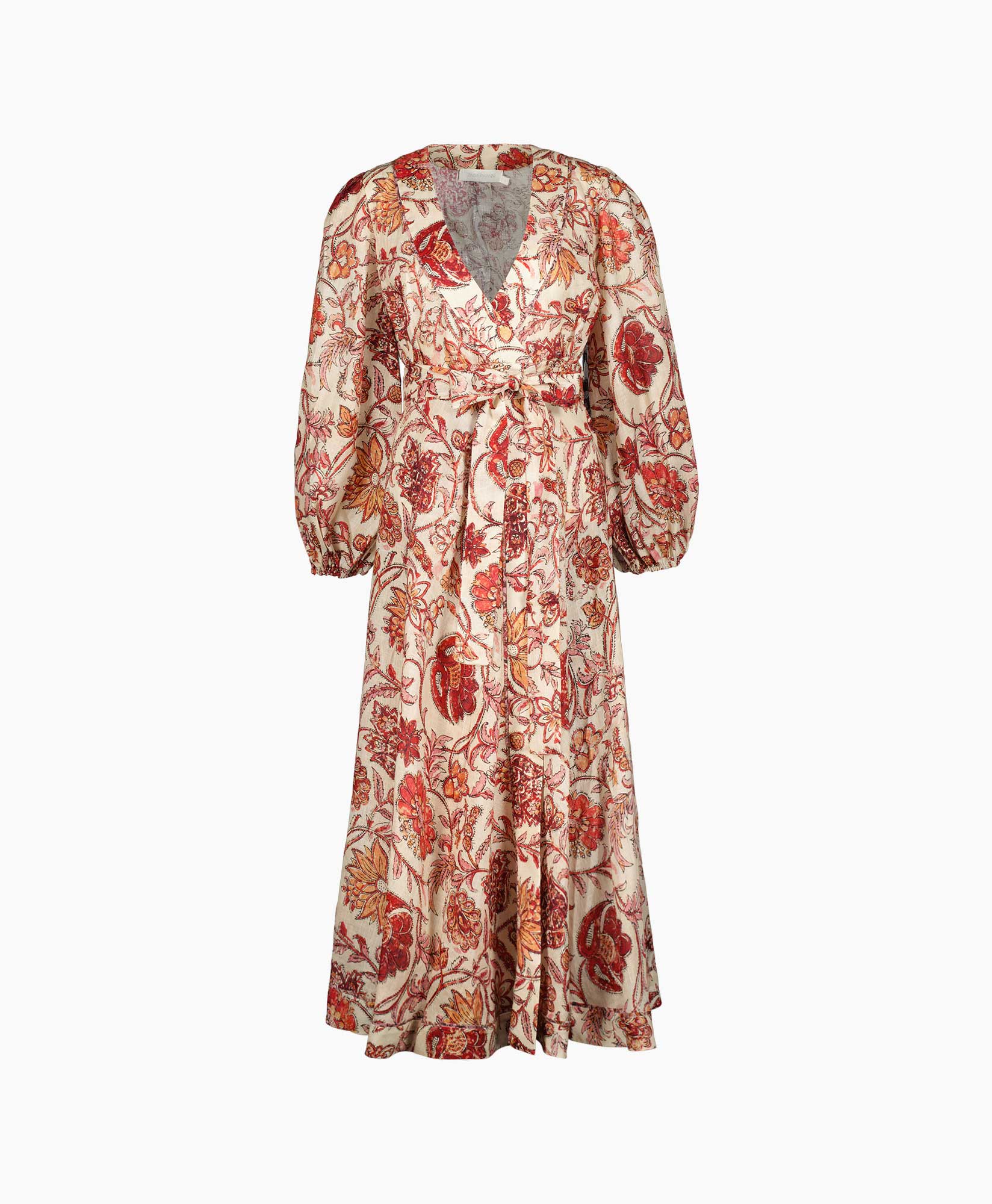 Zimmermann Jurk Vitali Wrap Long Dress Geel