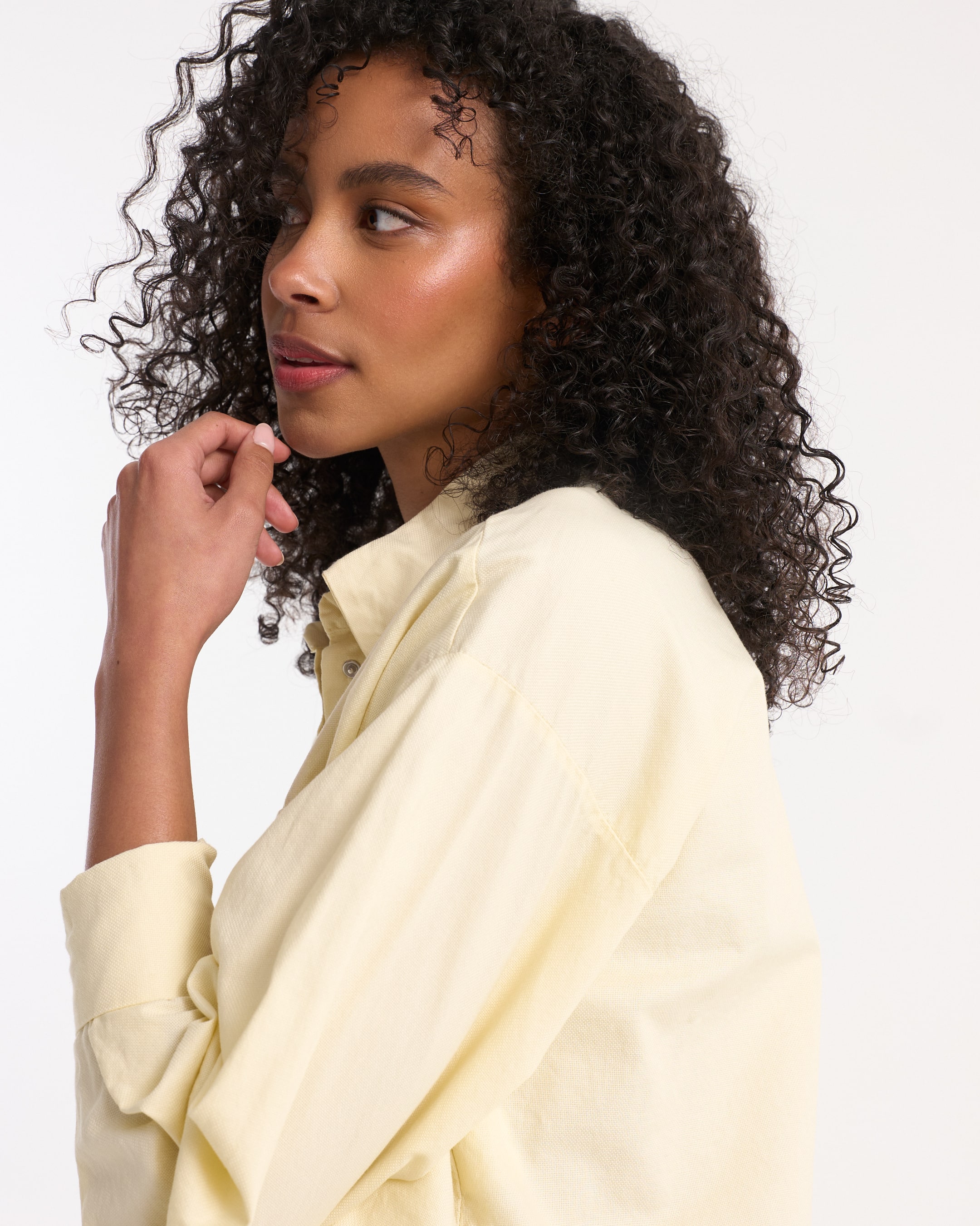 shirt, long sleeve, cream, collar, buttoned