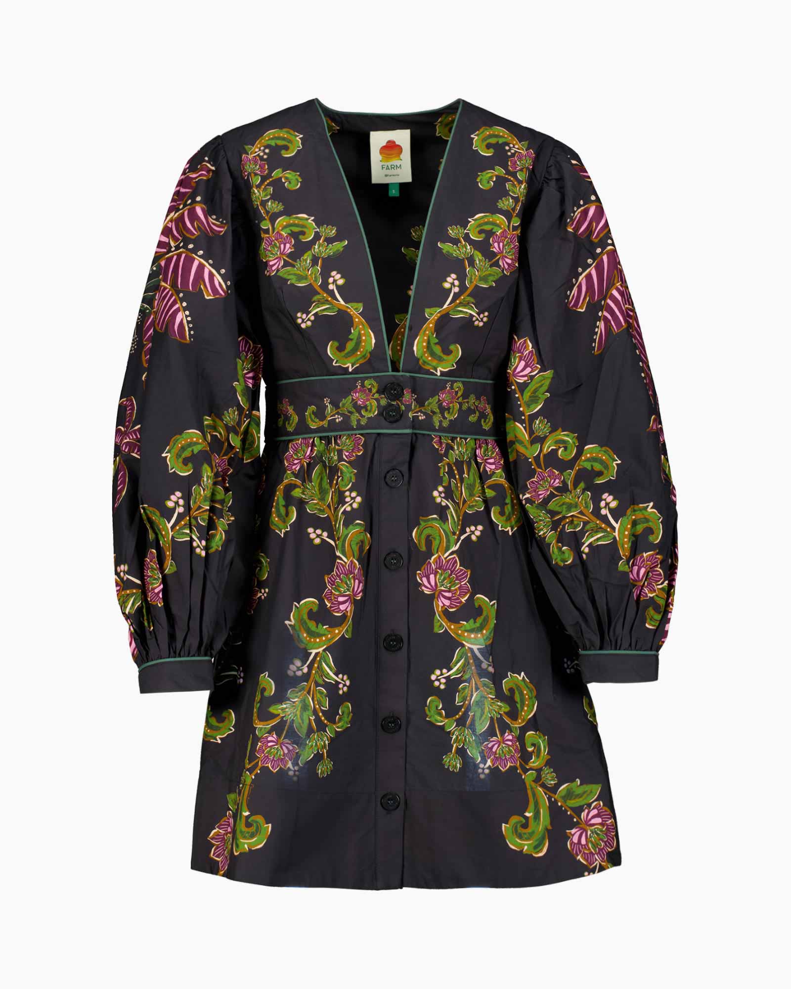 Jurk Ravenala V Neckline Puffed Sleeve Mini Zwart