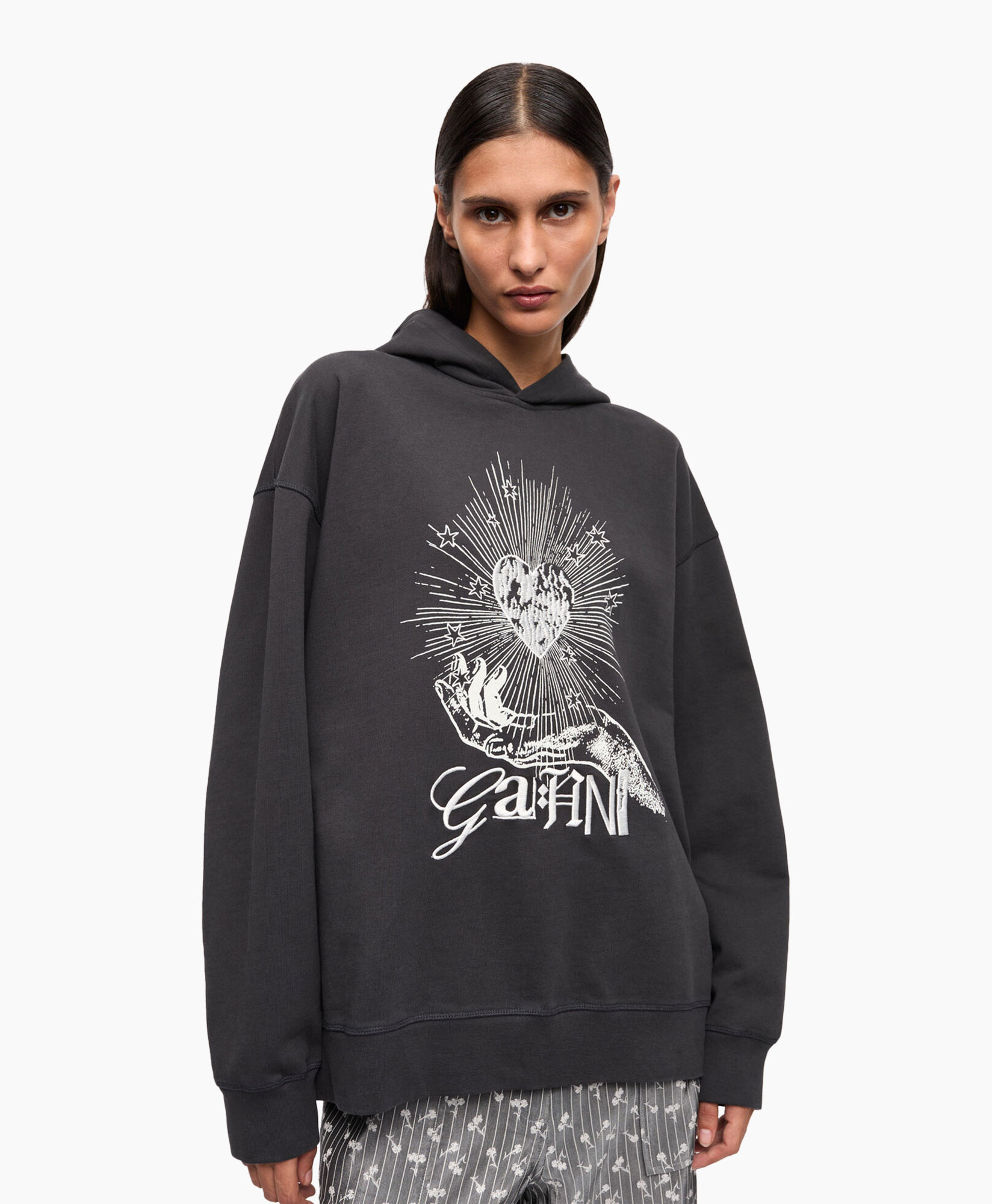 Hoodie Isoli Heart Oversized Donker Grijs