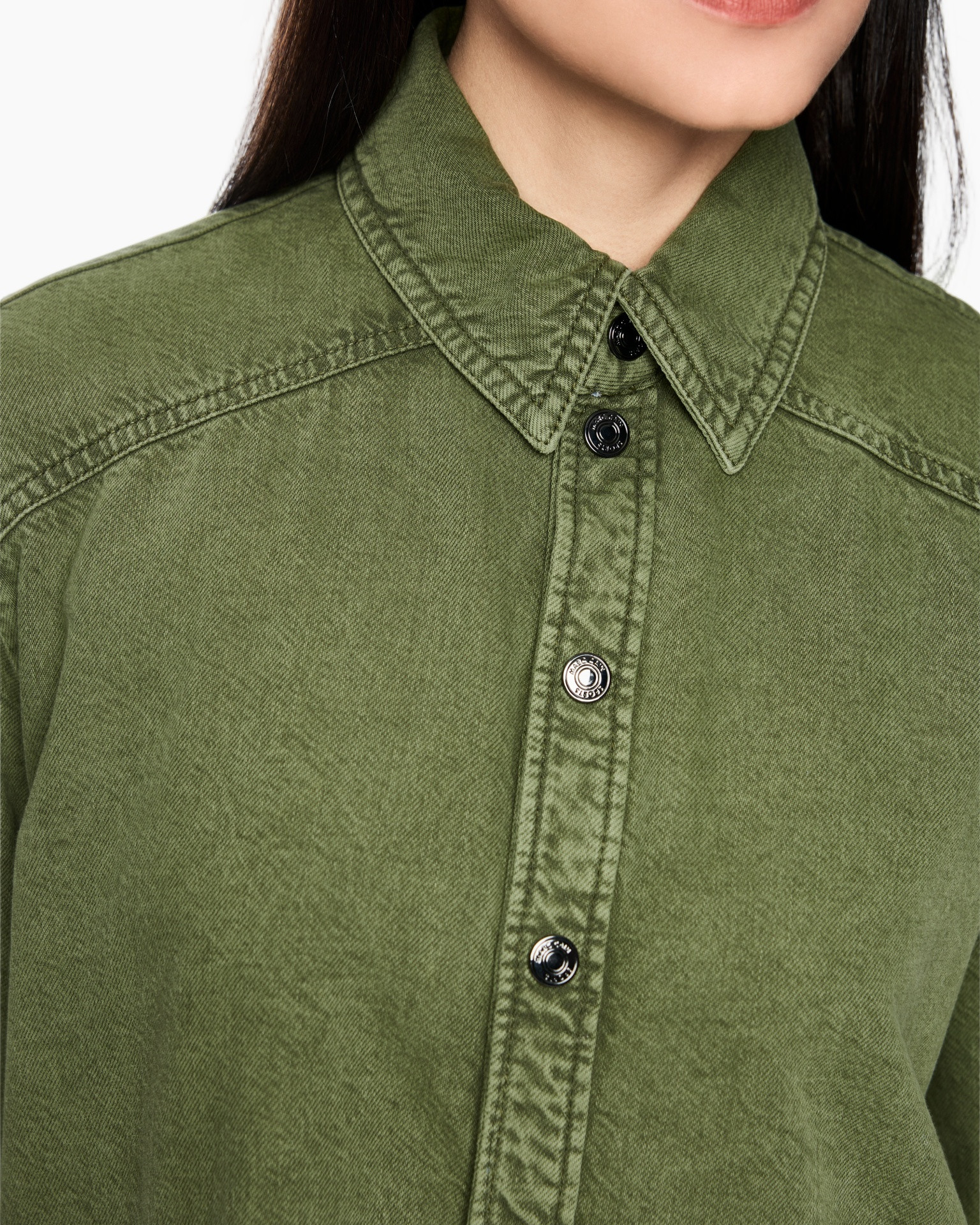 shirt, button-down, collar, olive, cotton
