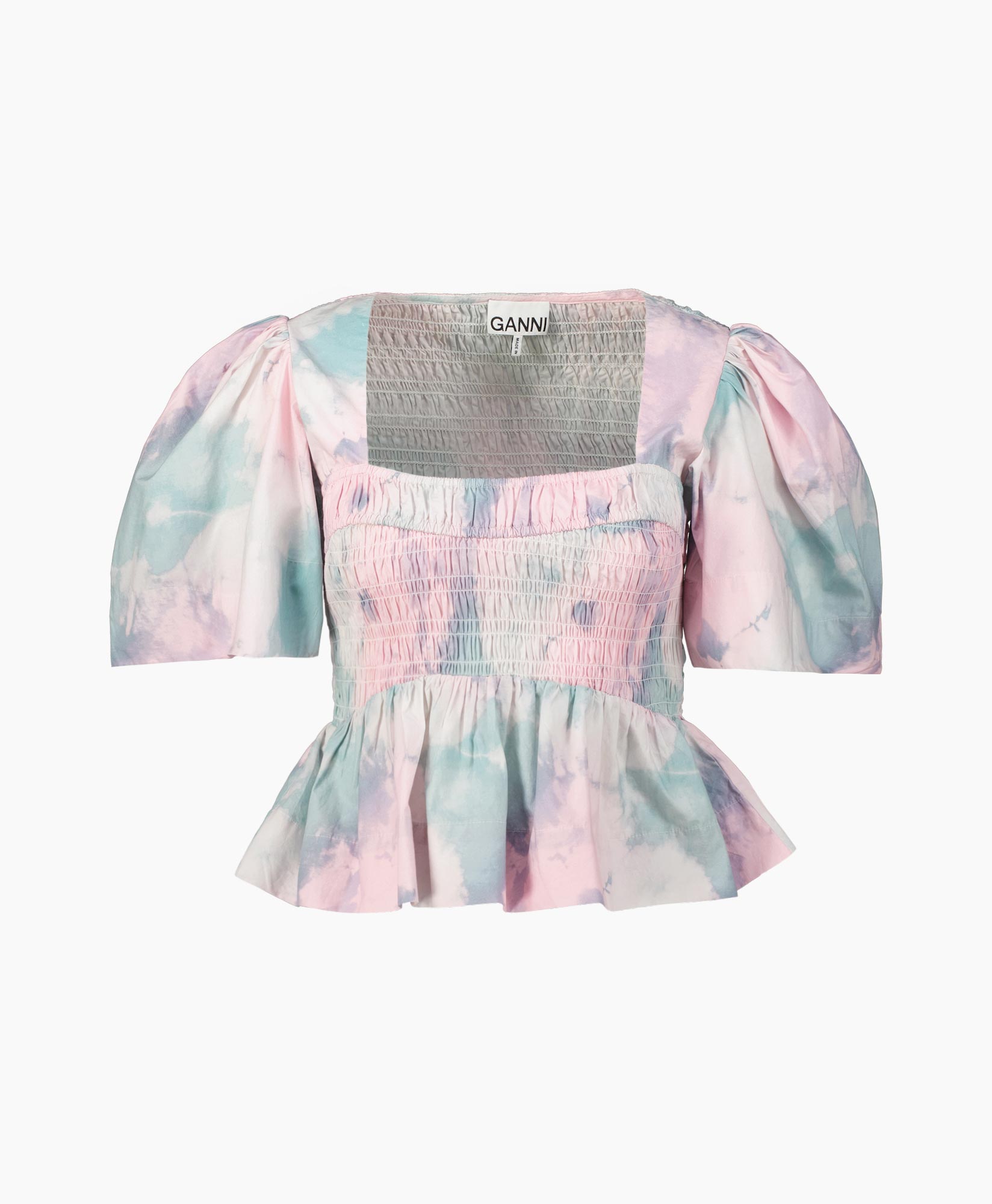 Blouse Printed Cotton Open-neck Smock Rose