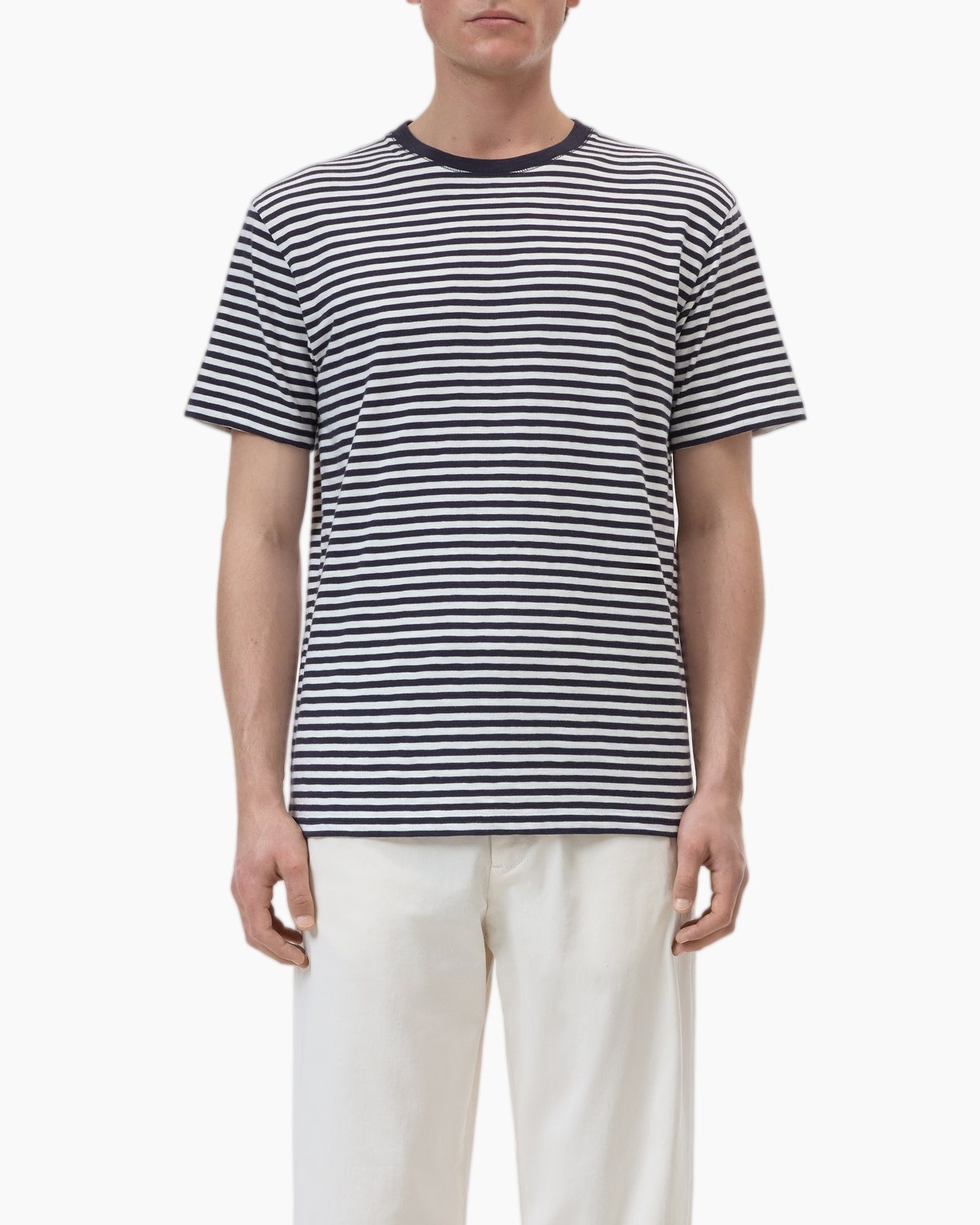 hemd met strepen, gestreepte t-shirt, blauw-wit, korte mouwen, rond hals