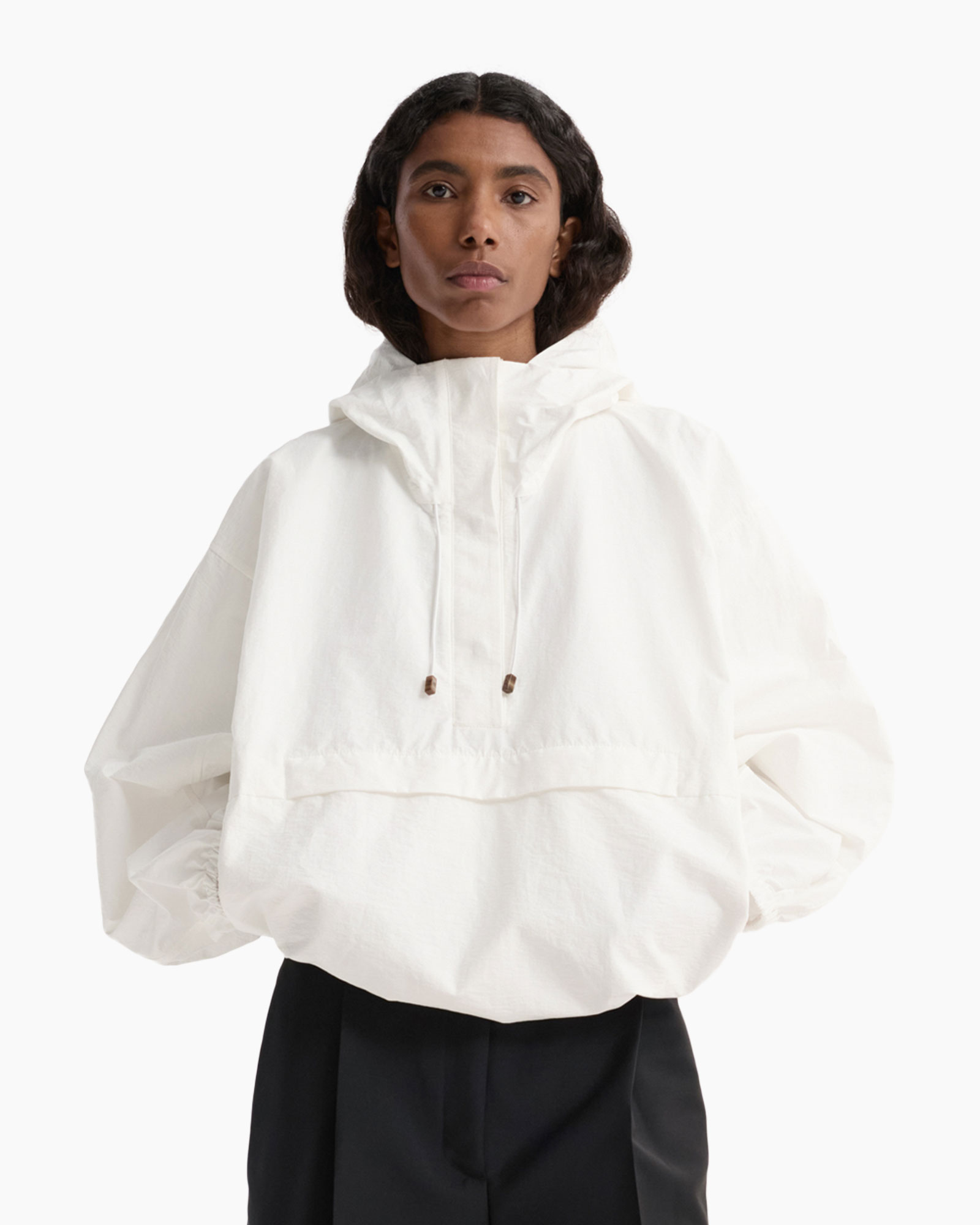 hoodie, pullover, wit, kapmantel, zakloos