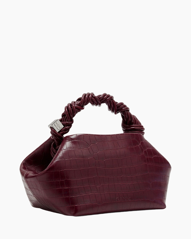handbag, purse, croco-embossed, maroon, top-handle