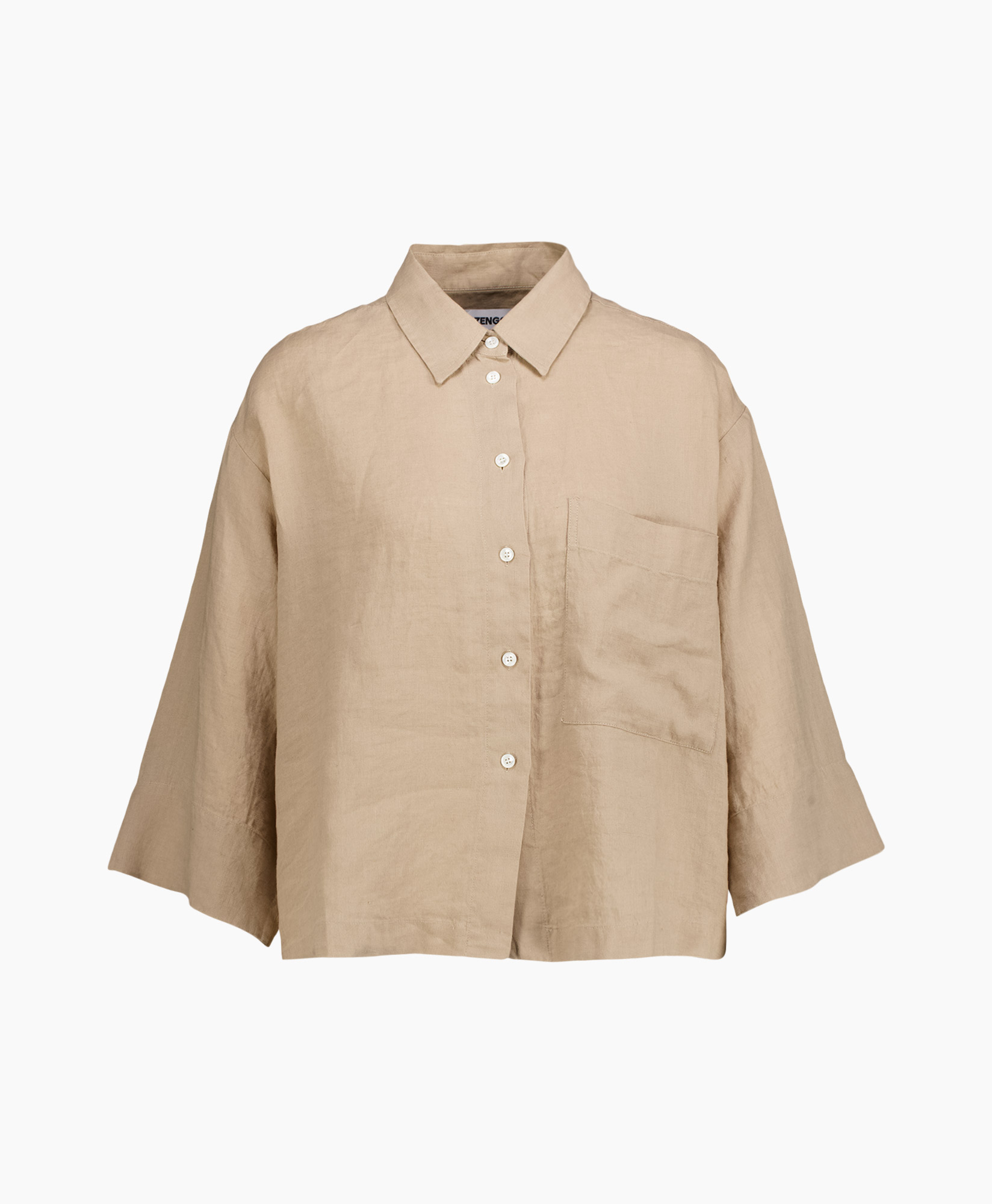 Blouse Washed Linen Licht Grijs