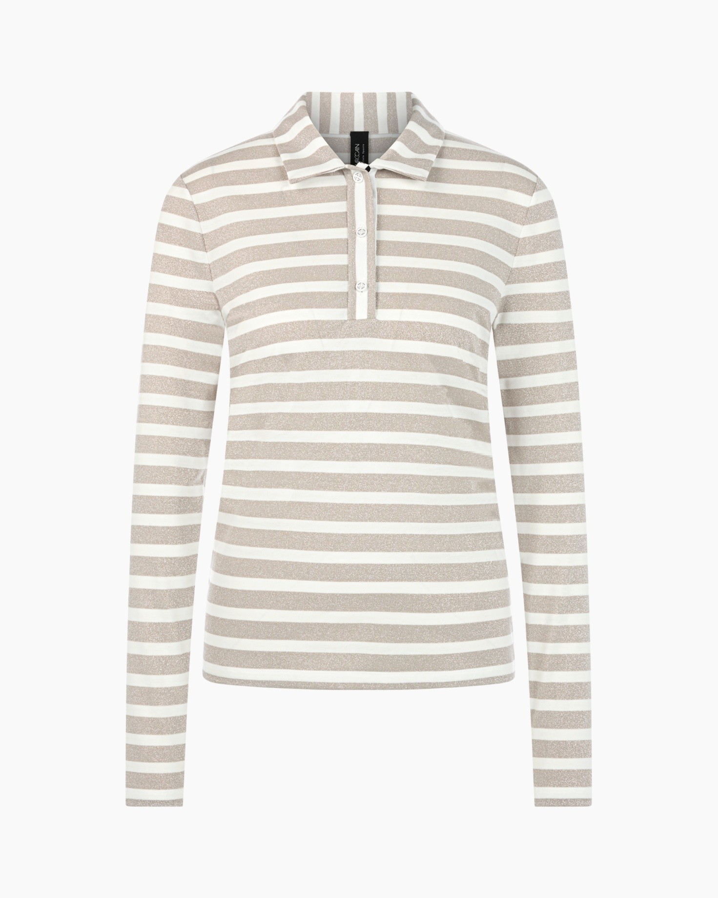 gestreept polo, lange mouwen, beige, crème strepen, breipolo