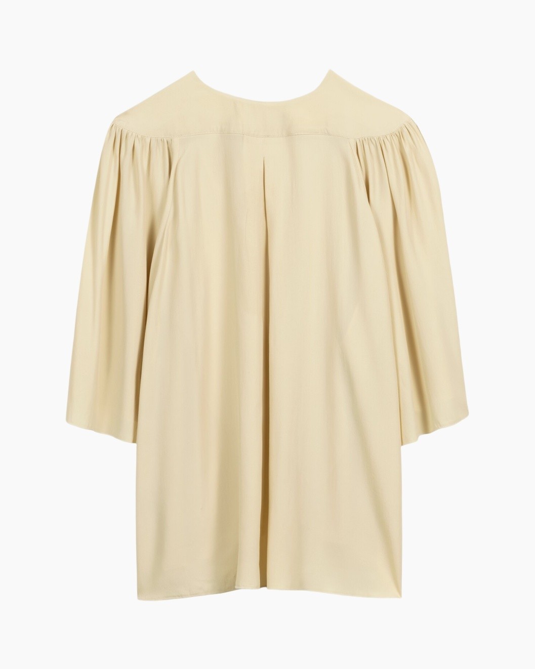 blouse, beige, losse pasvorm, plooit, korte mouw