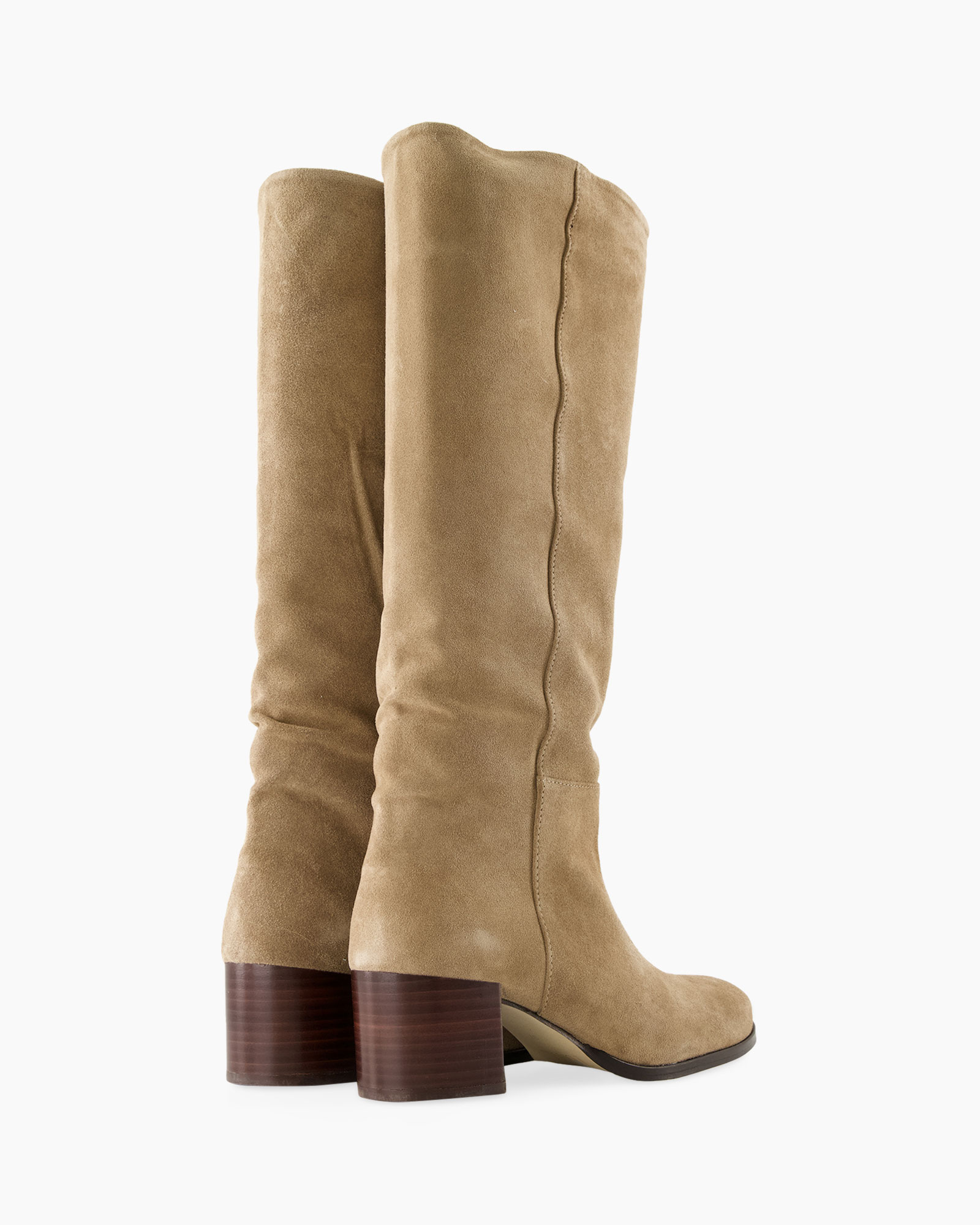 lange laarzen, laarzen, suede, beige, blokhak